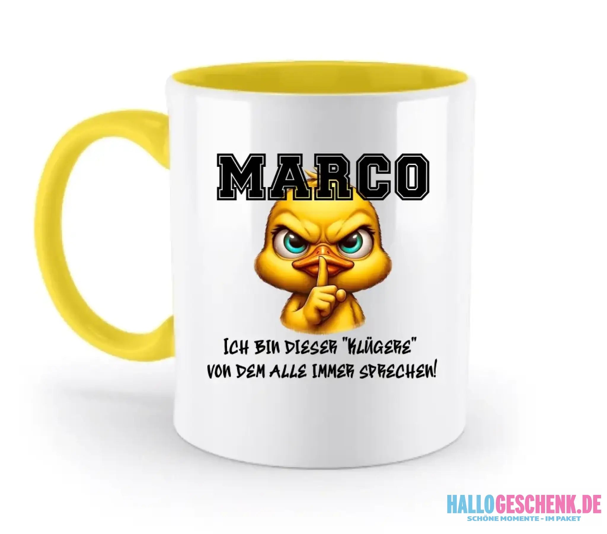 Smart Duck + WUNSCHNAME • zweifarbige Tasse • Exklusivdesign • personalisiert