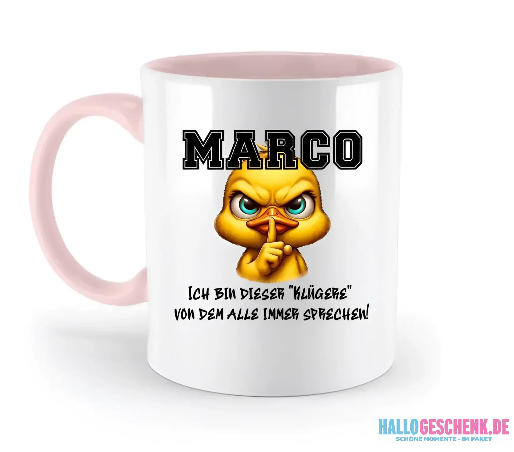 Smart Duck + WUNSCHNAME • zweifarbige Tasse • Exklusivdesign • personalisiert