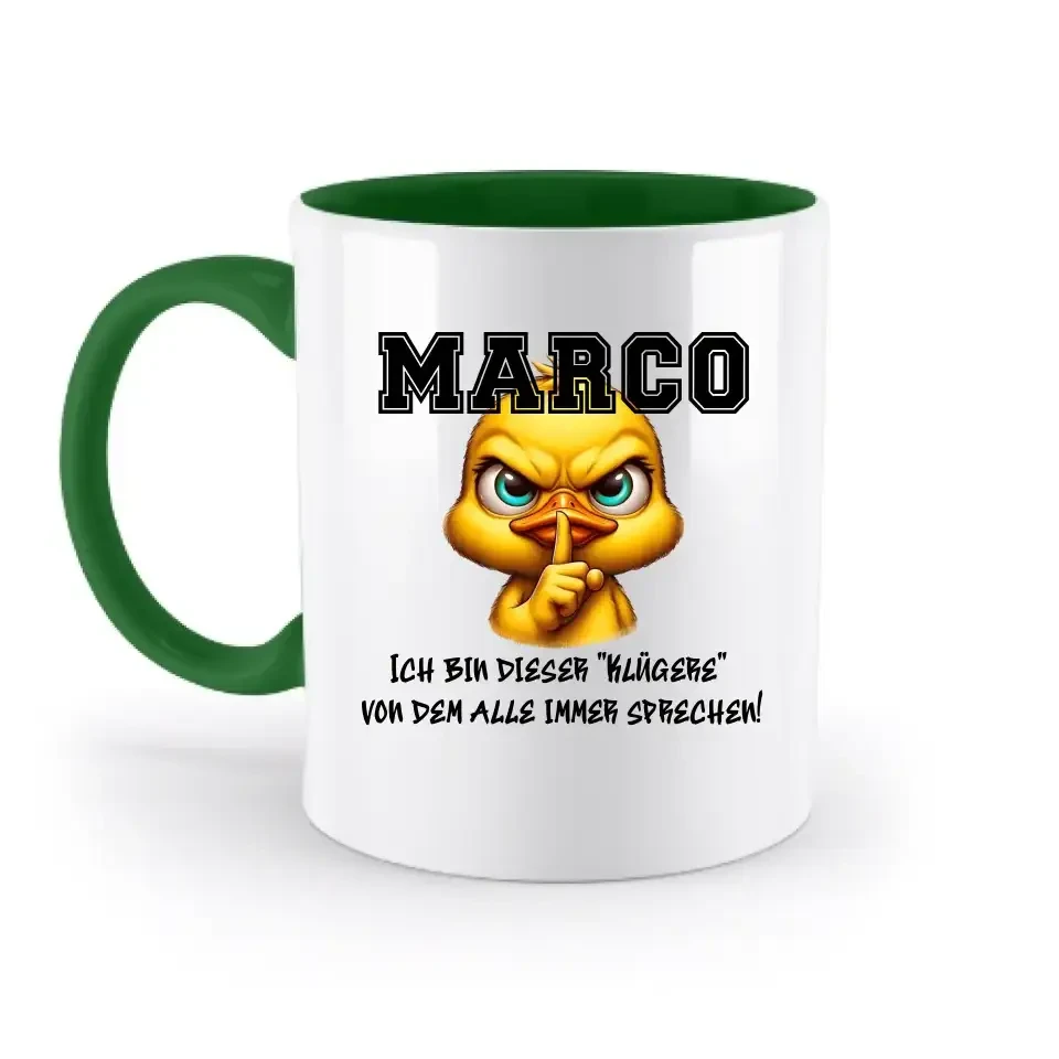 Smart Duck + WUNSCHNAME • zweifarbige Tasse • Exklusivdesign • personalisiert