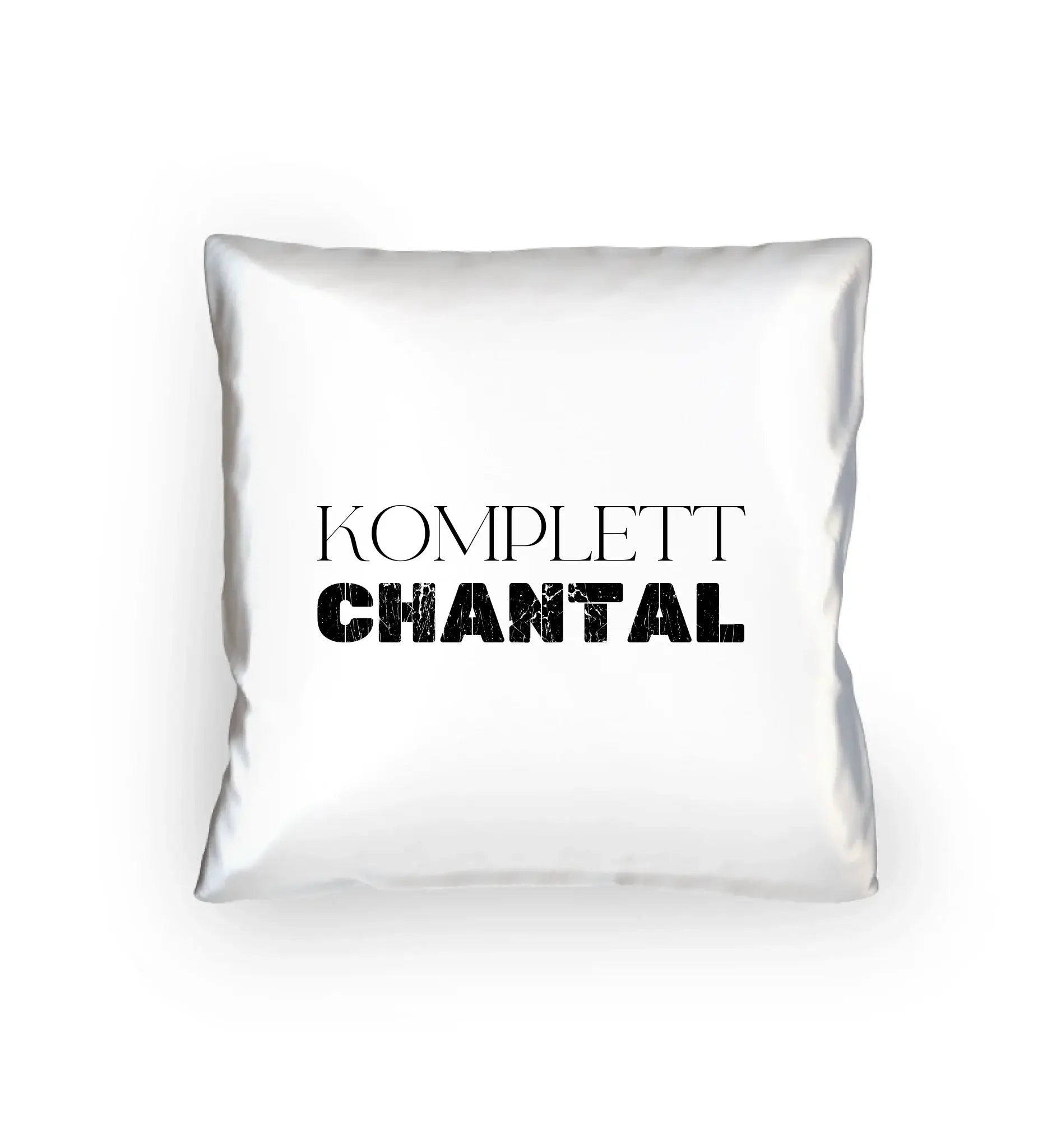 Weißes quadratisches kissen mit schwarzem text komplett chantal aus der statement collection personalisiert