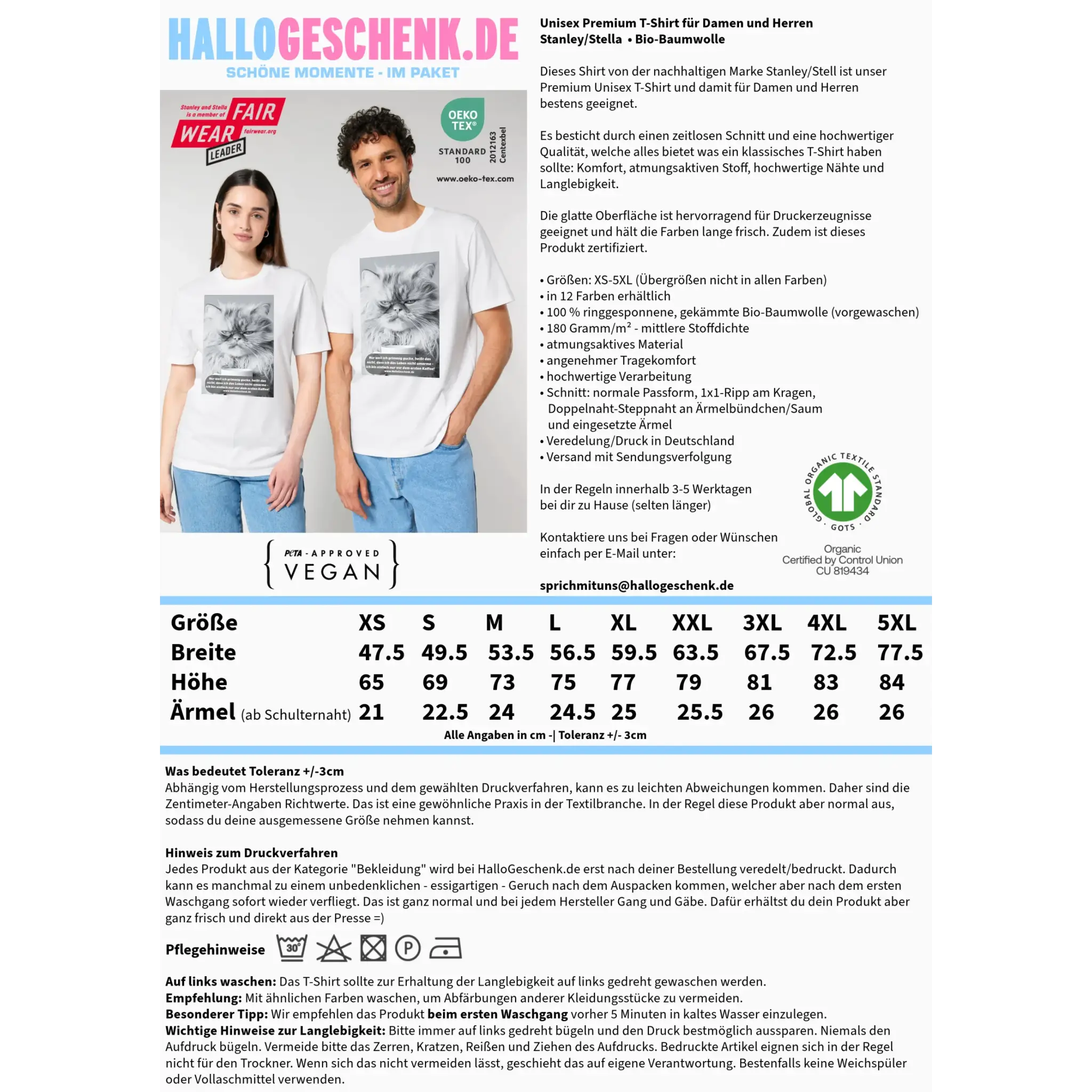 Sprüche von HalloGeschenk.de • Unisex T-Shirt für Herren & Damen • Bio