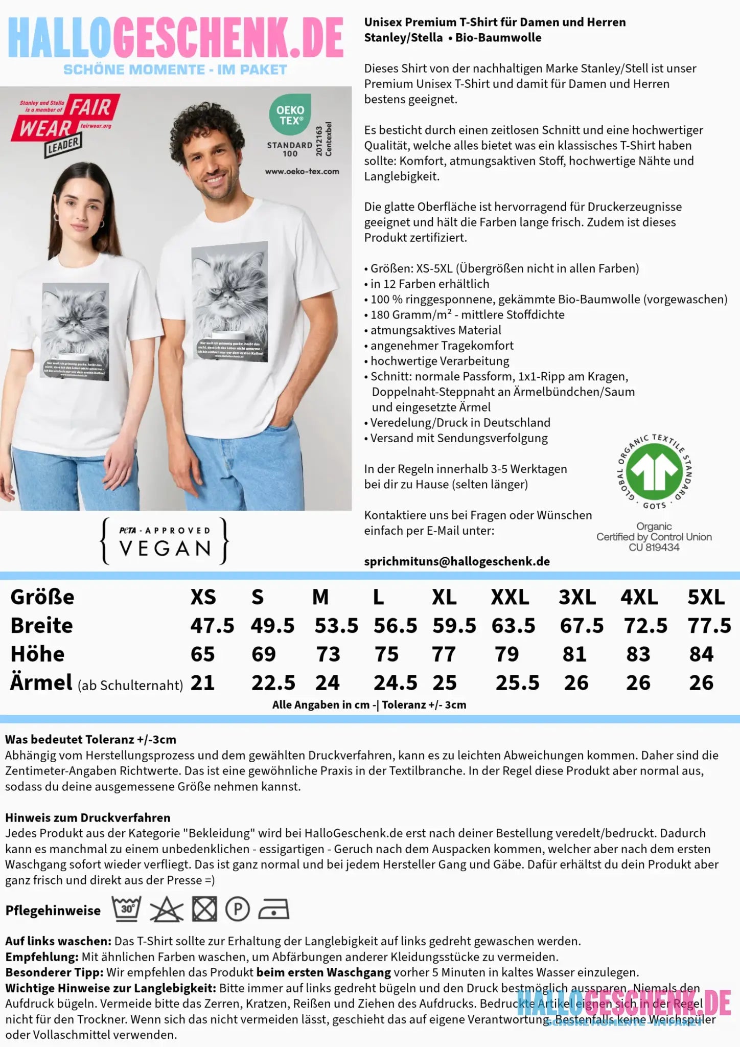 Sprüche von HalloGeschenk.de • Unisex T-Shirt für Herren & Damen • Bio - personalisierte T-Shirts (Unisex)
