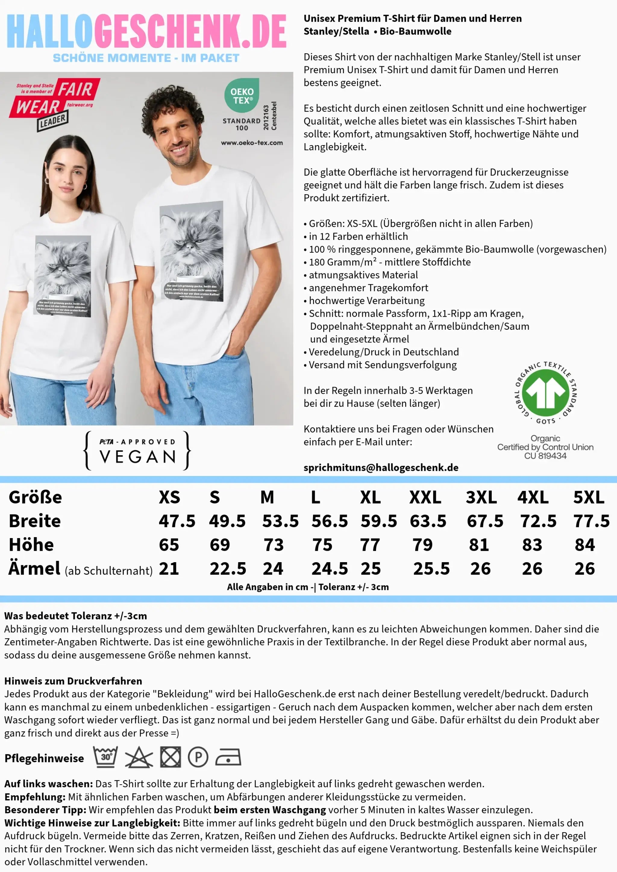 Sprüche von HalloGeschenk.de • Unisex T-Shirt für Herren & Damen • Bio - personalisierte T-Shirts (Unisex)