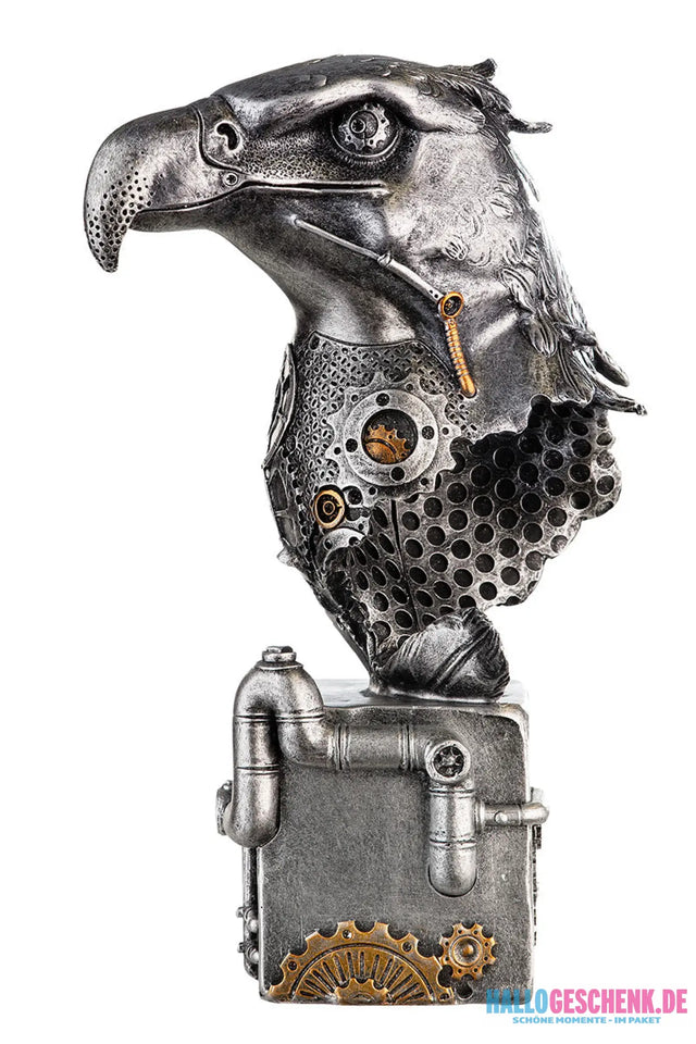 Steampunk: Figur Adler „Eagle“ – Vogel des Lichts • Kunstharz • Silber • 27x13x19 cm • Gilde - Steampunk