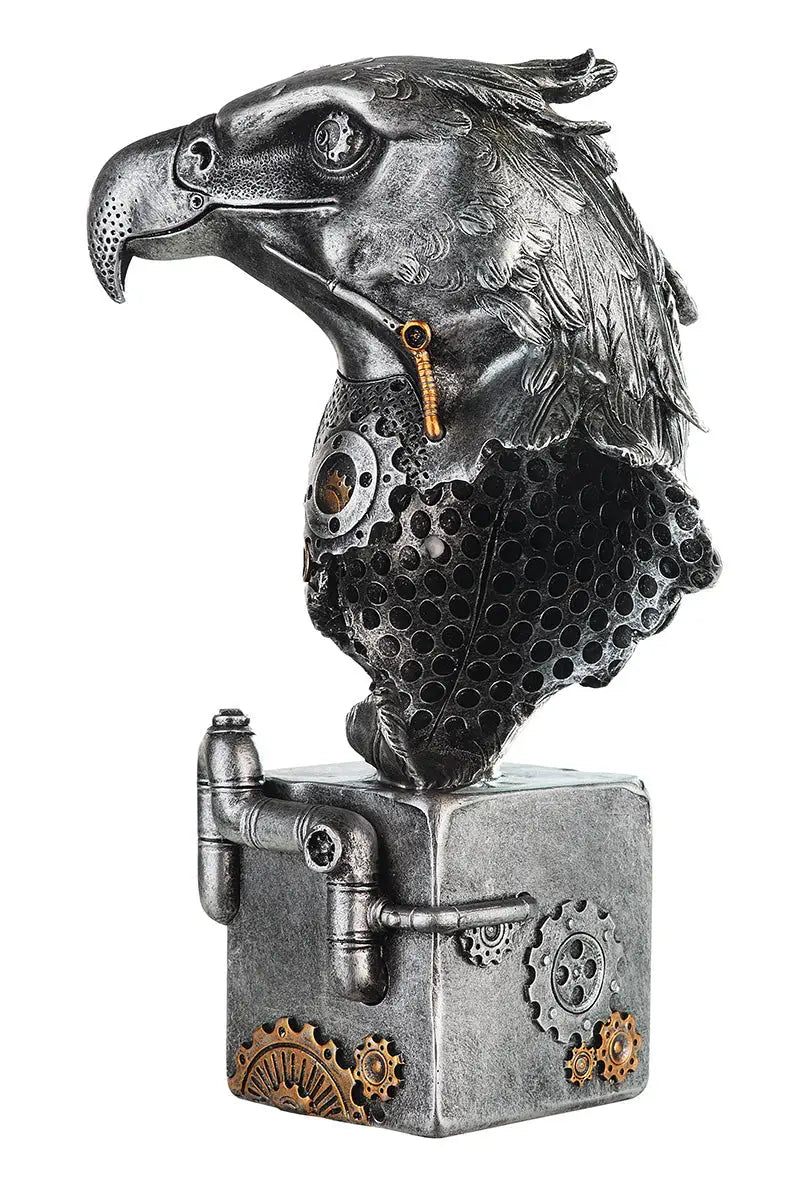 Steampunk: Figur Adler „Eagle“ – Vogel des Lichts • Kunstharz • Silber • 27x13x19 cm • Gilde - Steampunk