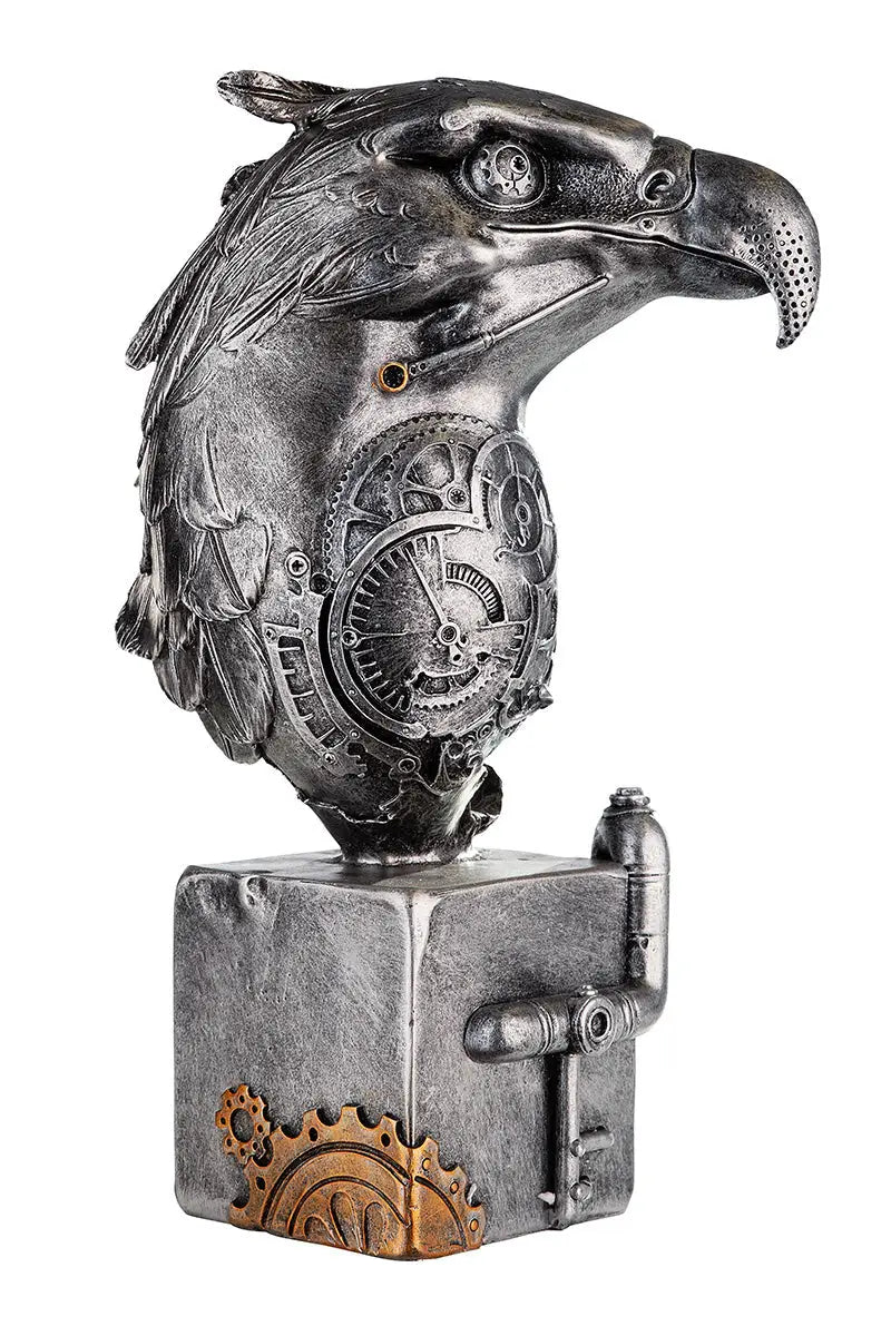 Steampunk: Figur Adler „Eagle“ – Vogel des Lichts • Kunstharz • Silber • 27x13x19 cm • Gilde - Steampunk