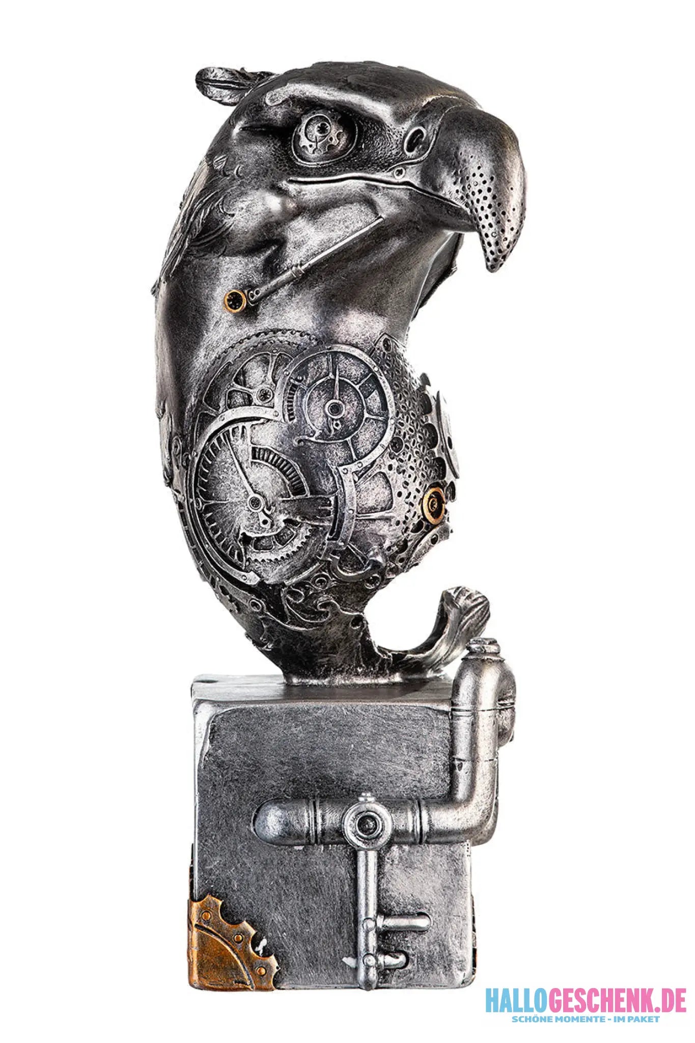 Steampunk: Figur Adler „Eagle“ – Vogel des Lichts • Kunstharz • Silber • 27x13x19 cm • Gilde - Steampunk