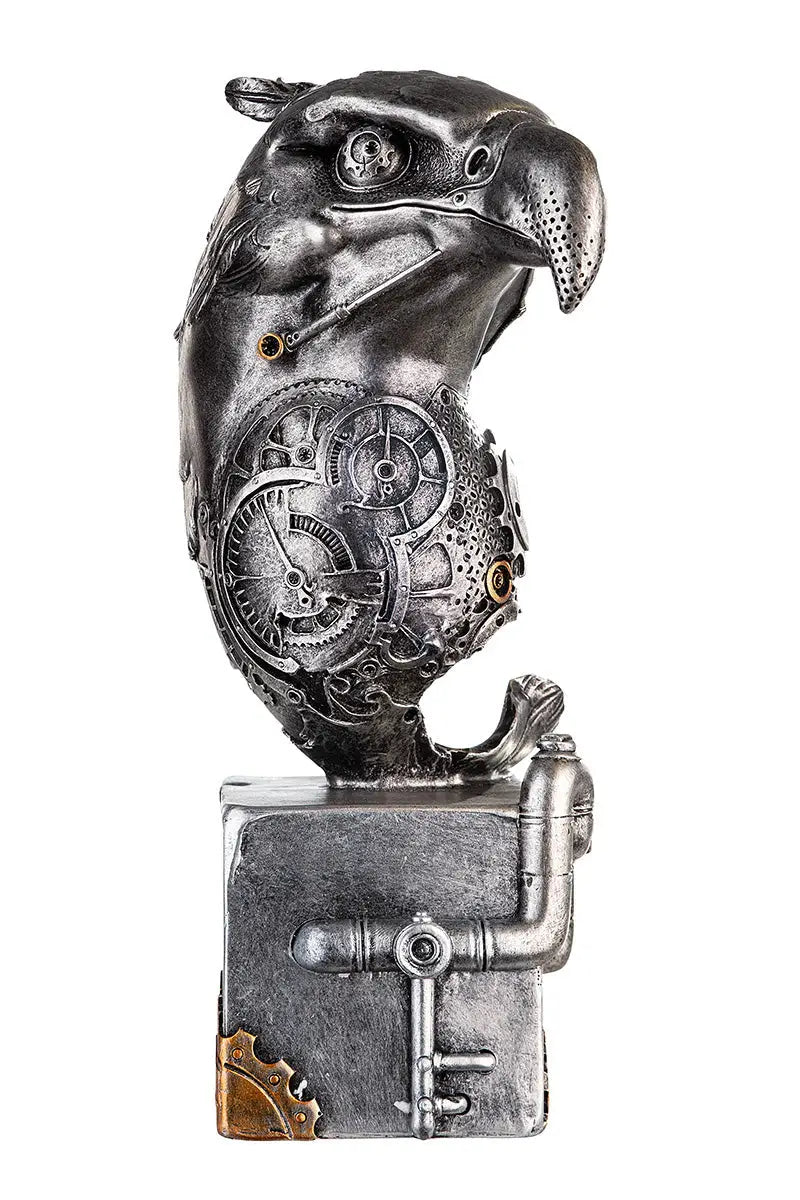 Steampunk: Figur Adler „Eagle“ – Vogel des Lichts • Kunstharz • Silber • 27x13x19 cm • Gilde - Steampunk