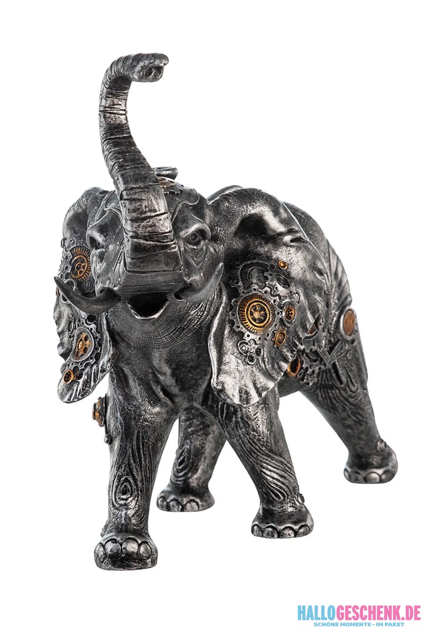 Steampunk: Figur Elefant „Elephant“ • Kunstharz • Silber • 23x28x14 cm • Gilde - Steampunk