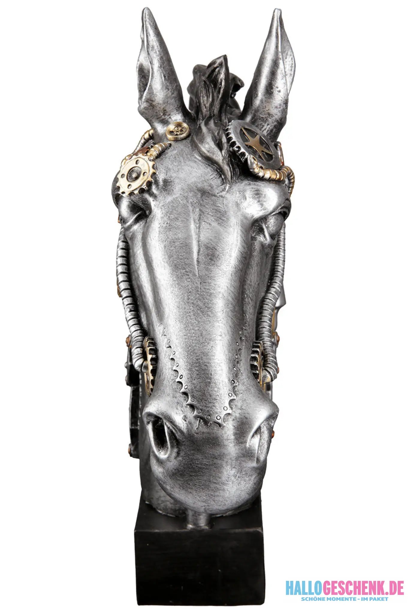 Steampunk: Figur Pferd „Horse“ • Kunstharz • Silver • 34×29×8 cm • Gilde - Steampunk