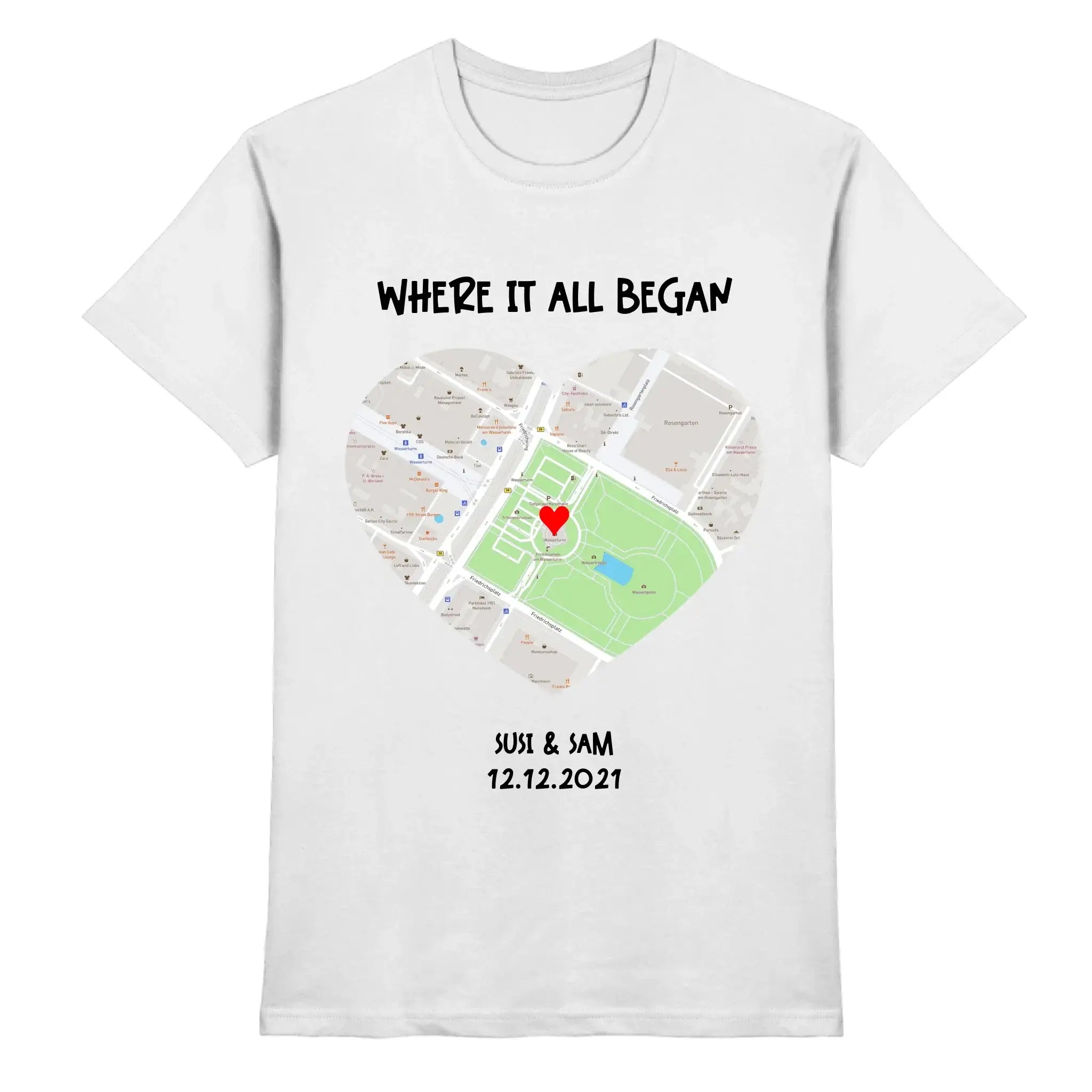 Straßenkarte Herz • mehrere Artikel • ’Statement-Collection’ • Wunschtext • Mein Motiv - Premium Herren T-Shirt / White