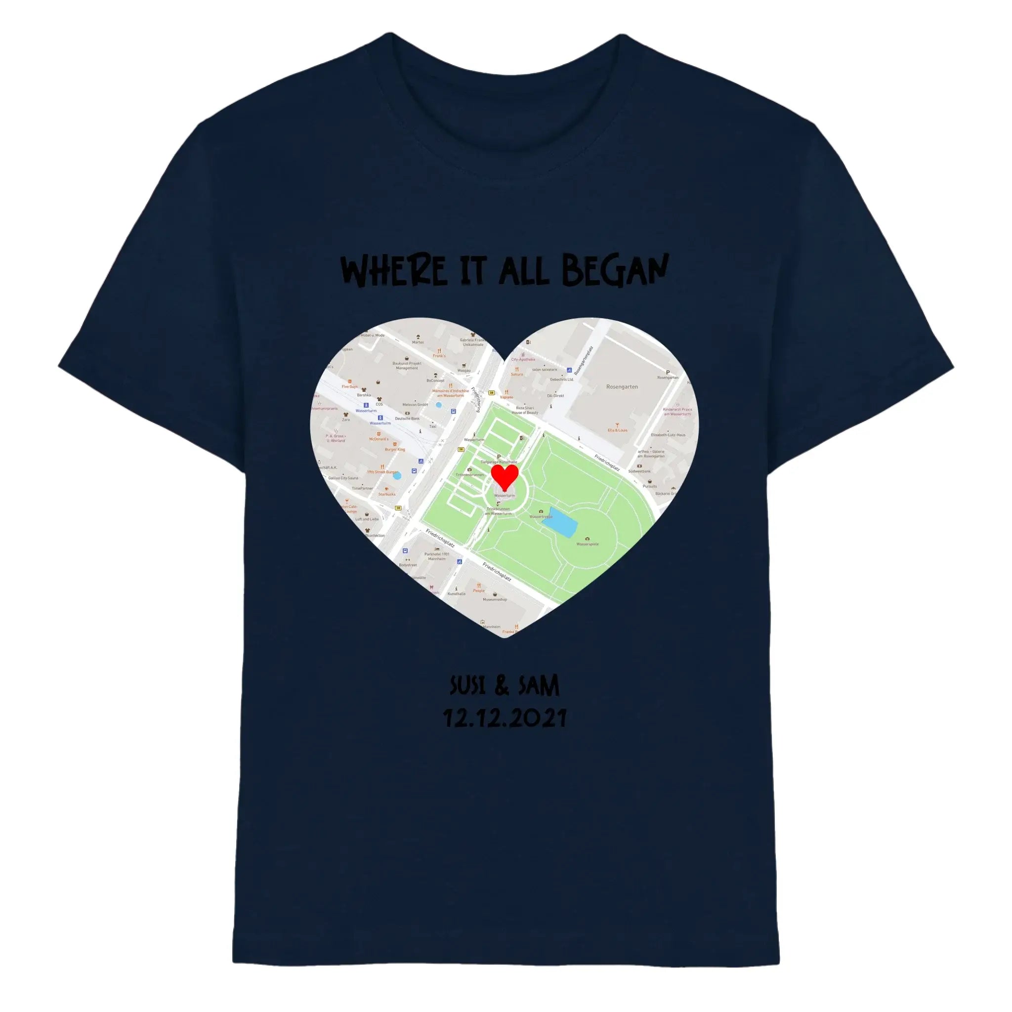 Straßenkarte Herz • mehrere Artikel • ’Statement-Collection’ • Wunschtext • Mein Motiv - Premium Kinder T-Shirt / Navy