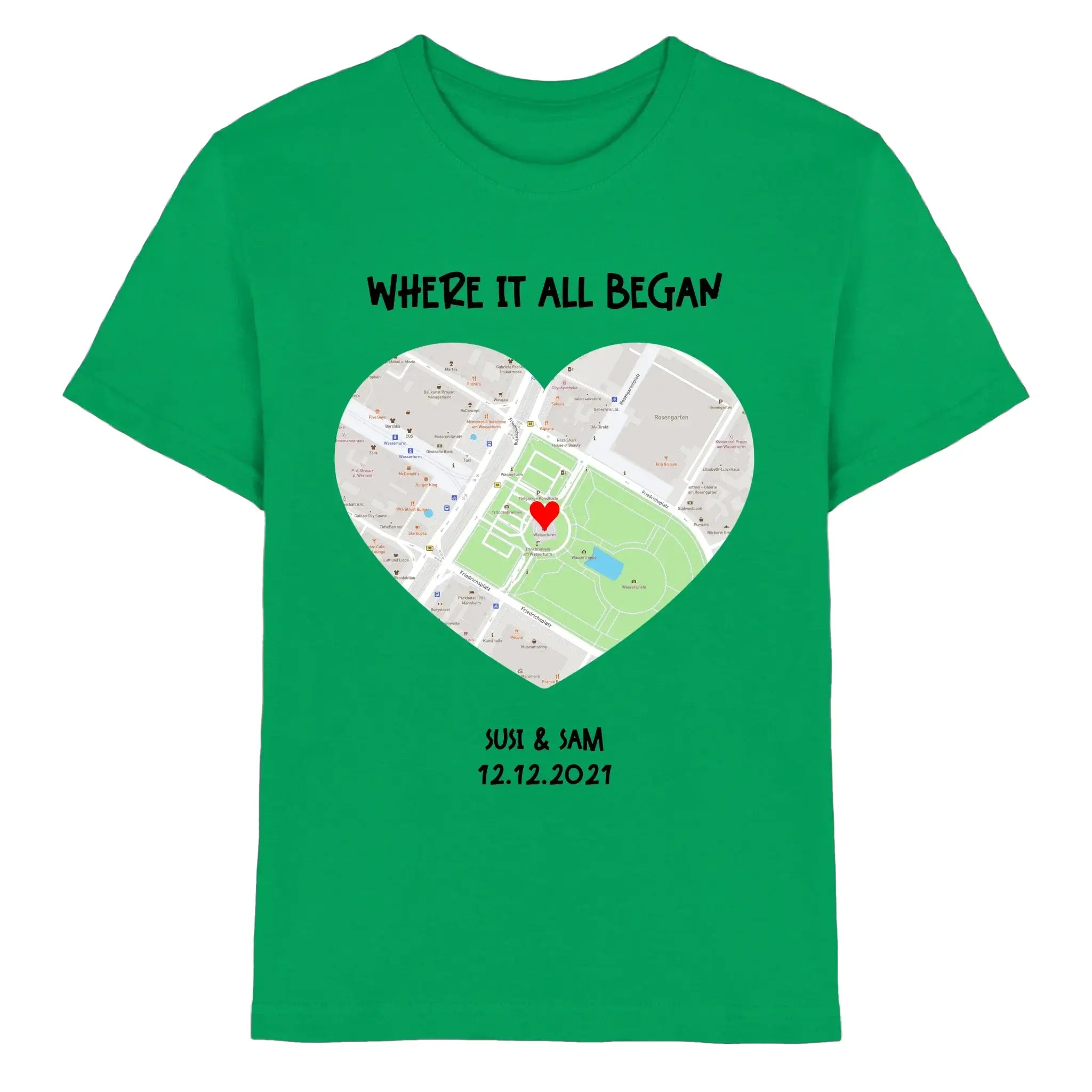 Straßenkarte Herz • mehrere Artikel • ’Statement-Collection’ • Wunschtext • Mein Motiv - Premium Kinder T-Shirt