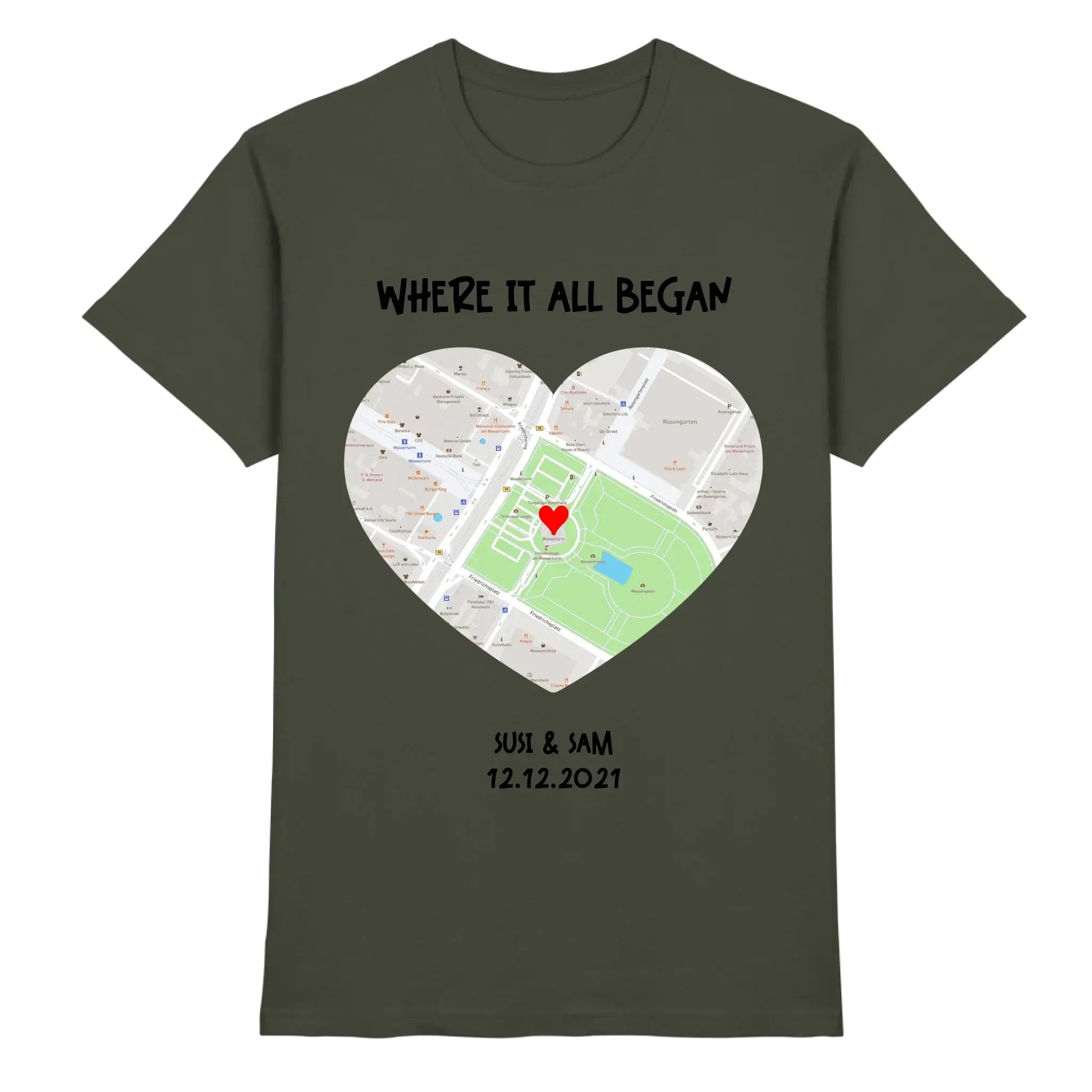 Straßenkarte Herz • mehrere Artikel • ’Statement-Collection’ • Wunschtext • Mein Motiv - Premium Herren T-Shirt