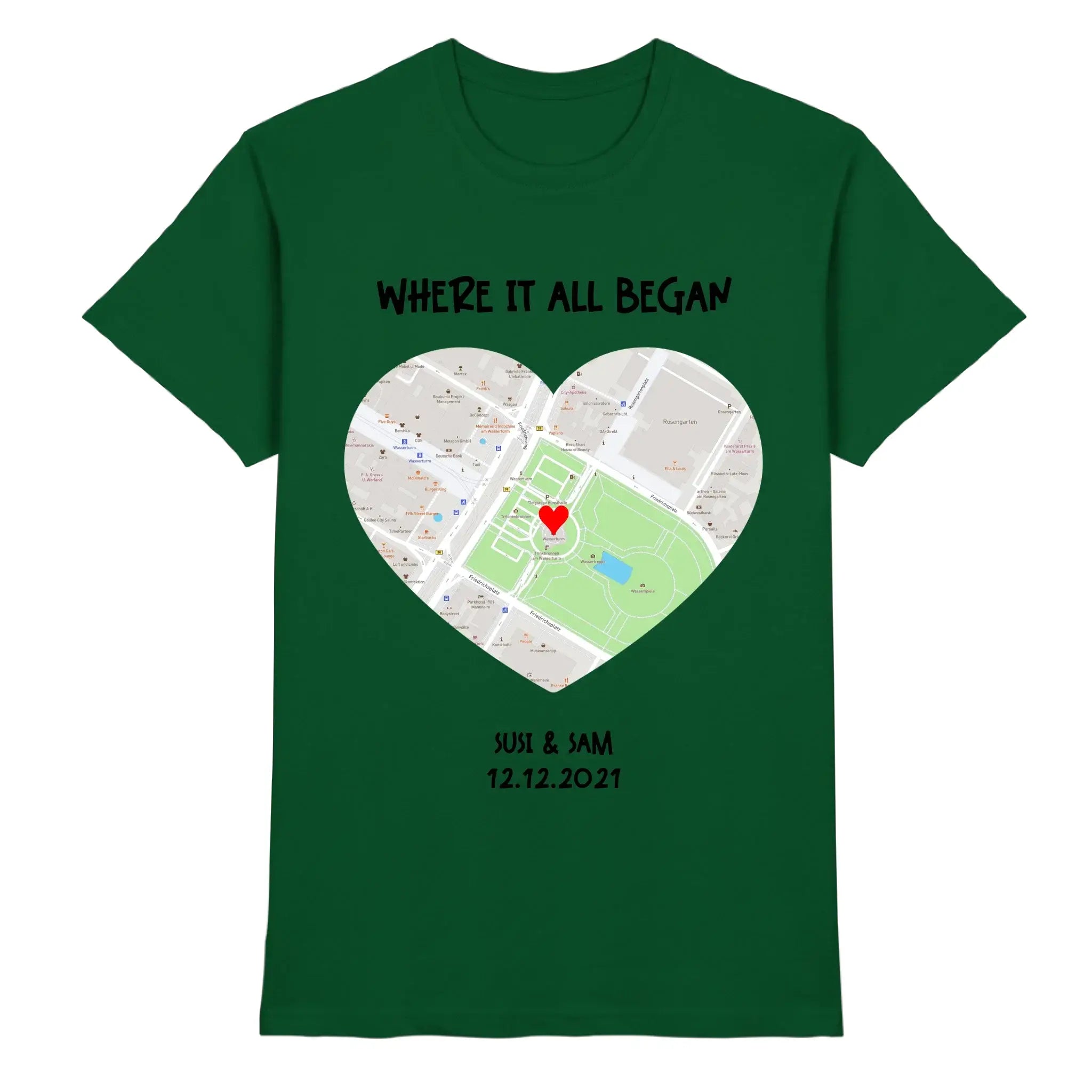 Straßenkarte Herz • mehrere Artikel • ’Statement-Collection’ • Wunschtext • Mein Motiv - Premium Herren T-Shirt