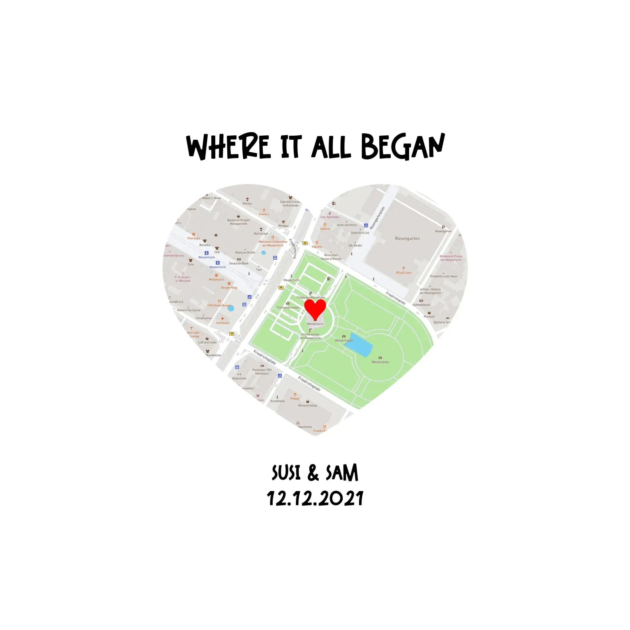 Straßenkarte Herz • mehrere Artikel • ’Statement-Collection’ • Wunschtext • Mein Motiv - Motiv-Schreibtischunterlage