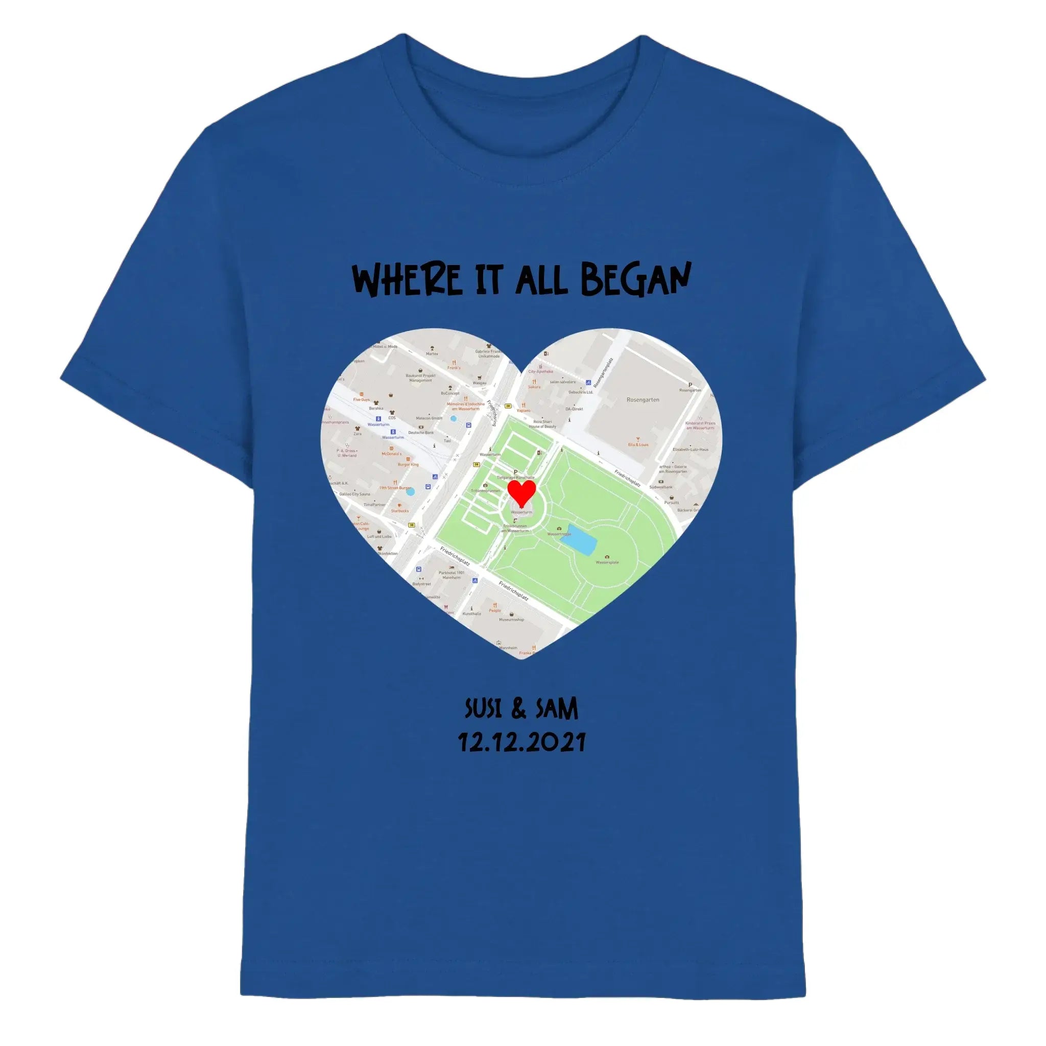 Straßenkarte Herz • mehrere Artikel • ’Statement-Collection’ • Wunschtext • Mein Motiv - Premium Kinder T-Shirt