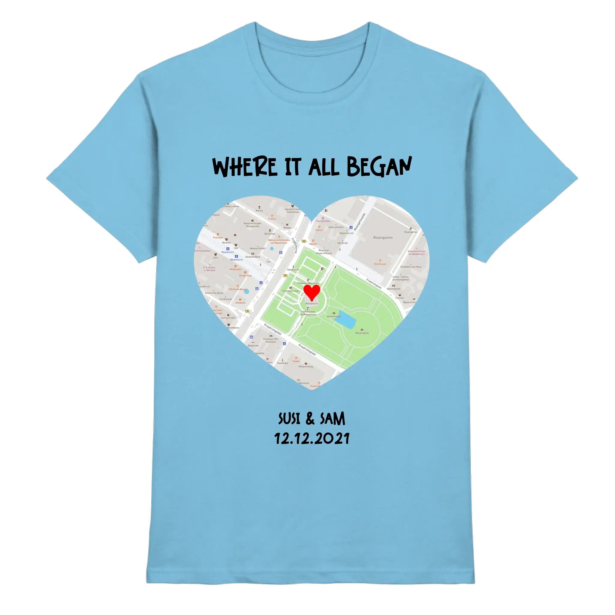 Straßenkarte Herz • mehrere Artikel • ’Statement-Collection’ • Wunschtext • Mein Motiv - Premium Herren T-Shirt