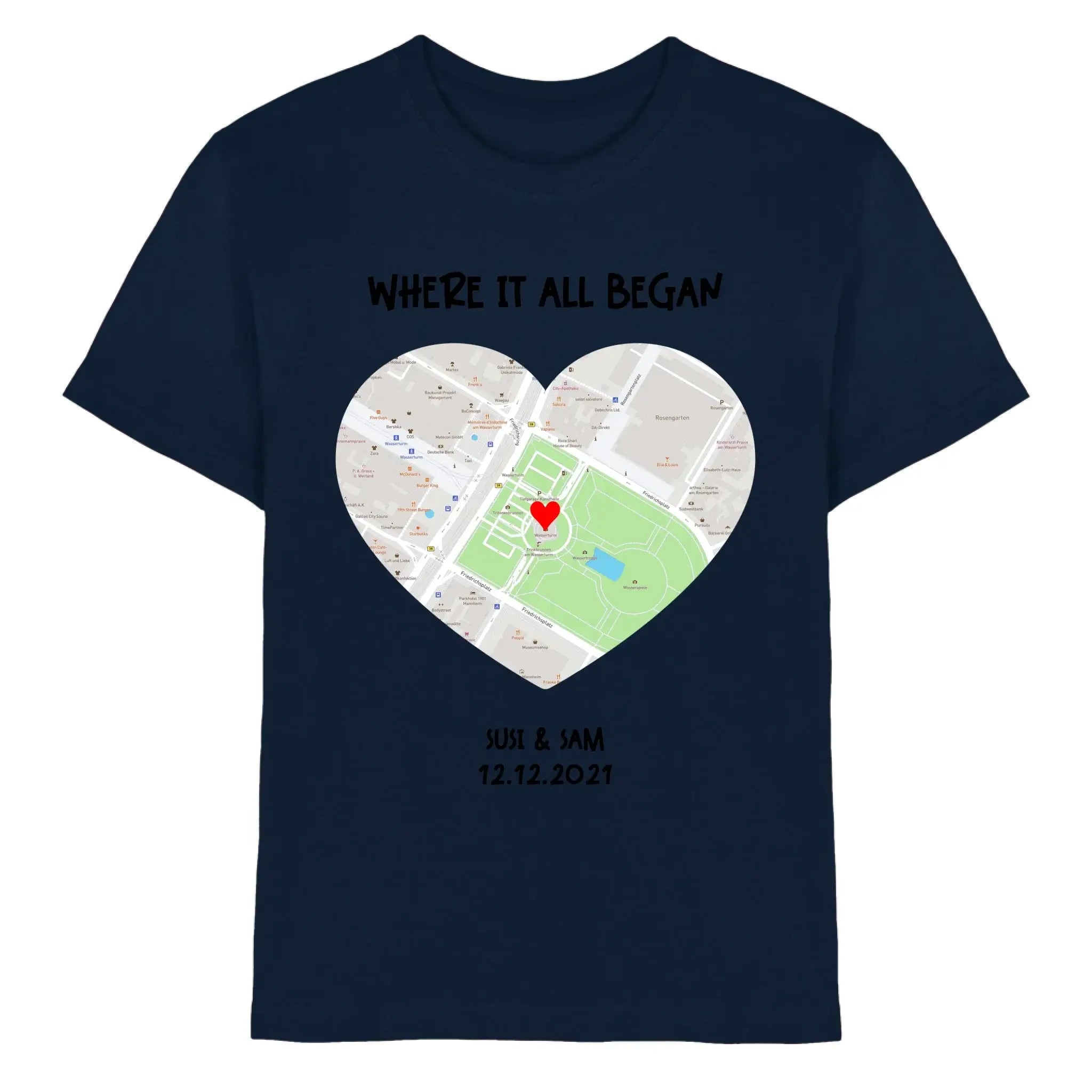 Straßenkarte Herz • mehrere Artikel • ’Statement-Collection’ • Wunschtext • Mein Motiv - Premium Kinder T-Shirt / Navy