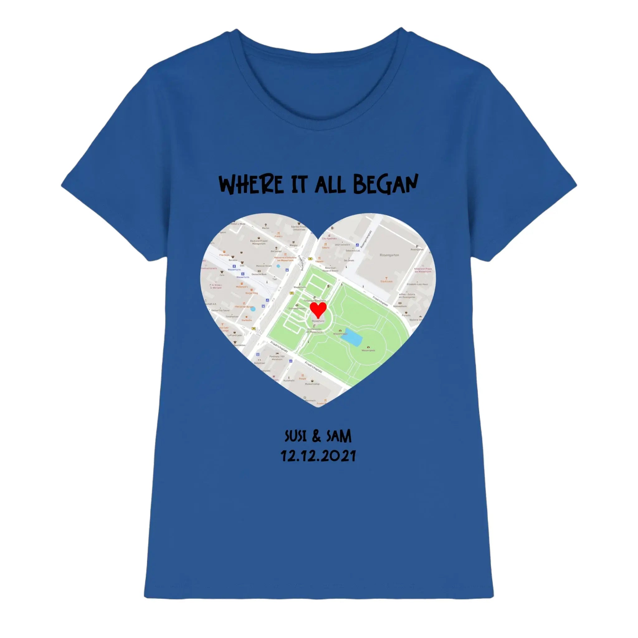 Straßenkarte Viereck • mehrere Artikel • ’Statement-Collection’ • Wunschtext • Mein Motiv - Premium Damen T-Shirt Bio