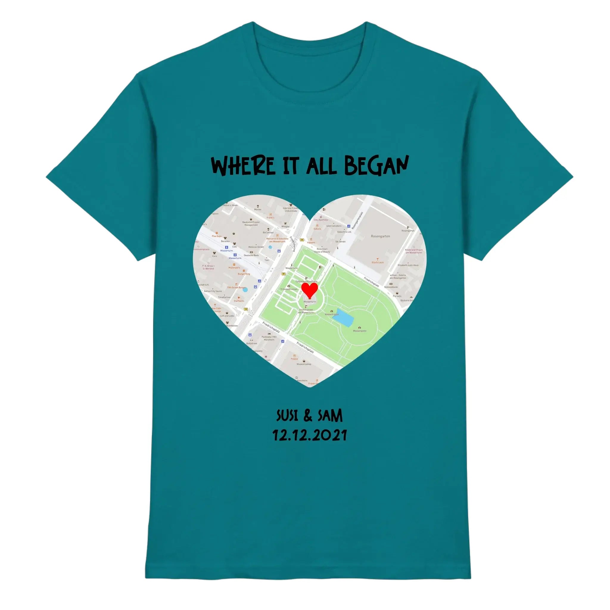 Straßenkarte Viereck • mehrere Artikel • ’Statement-Collection’ • Wunschtext • Mein Motiv - Premium Herren T-Shirt