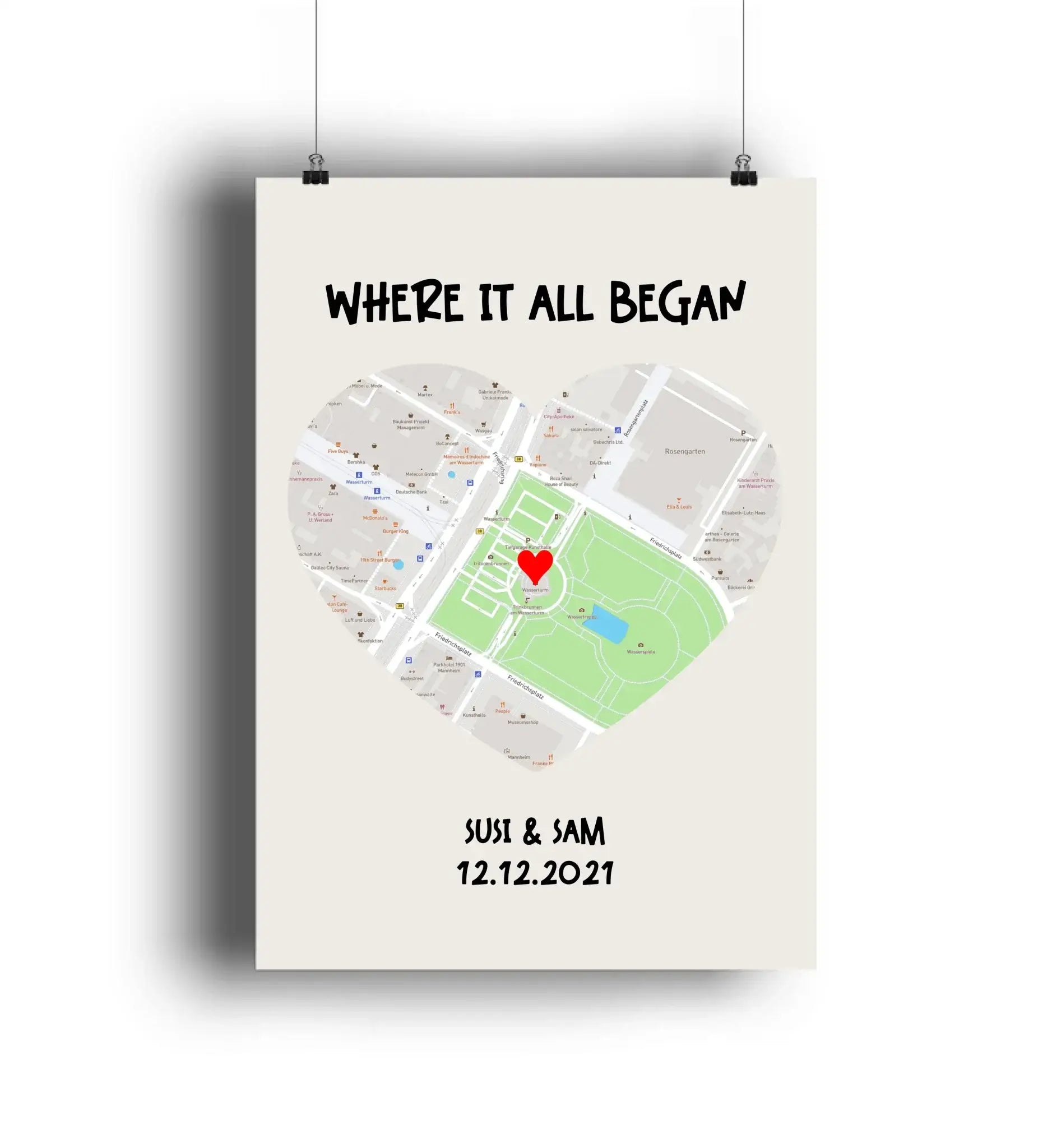 Straßenkarte Viereck • mehrere Artikel • ’Statement-Collection’ • Wunschtext • Mein Motiv - POSTER / 4C-Print / DIN-A2