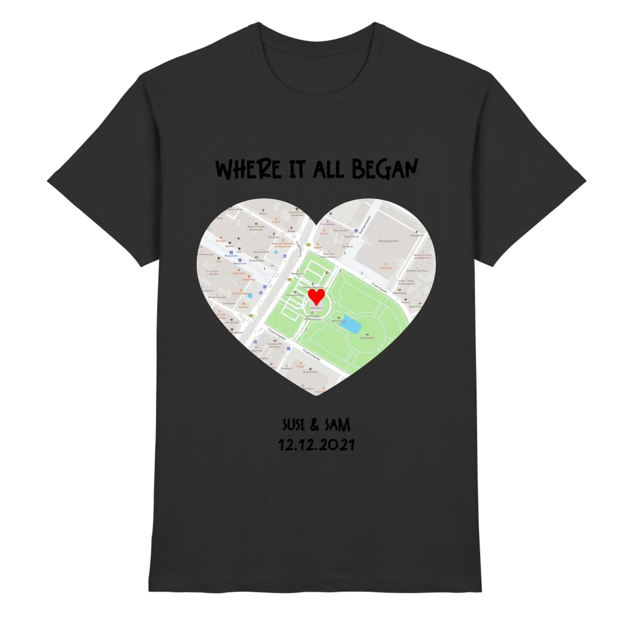 Straßenkarte Viereck • mehrere Artikel • ’Statement-Collection’ • Wunschtext • Mein Motiv - Premium Herren T-Shirt