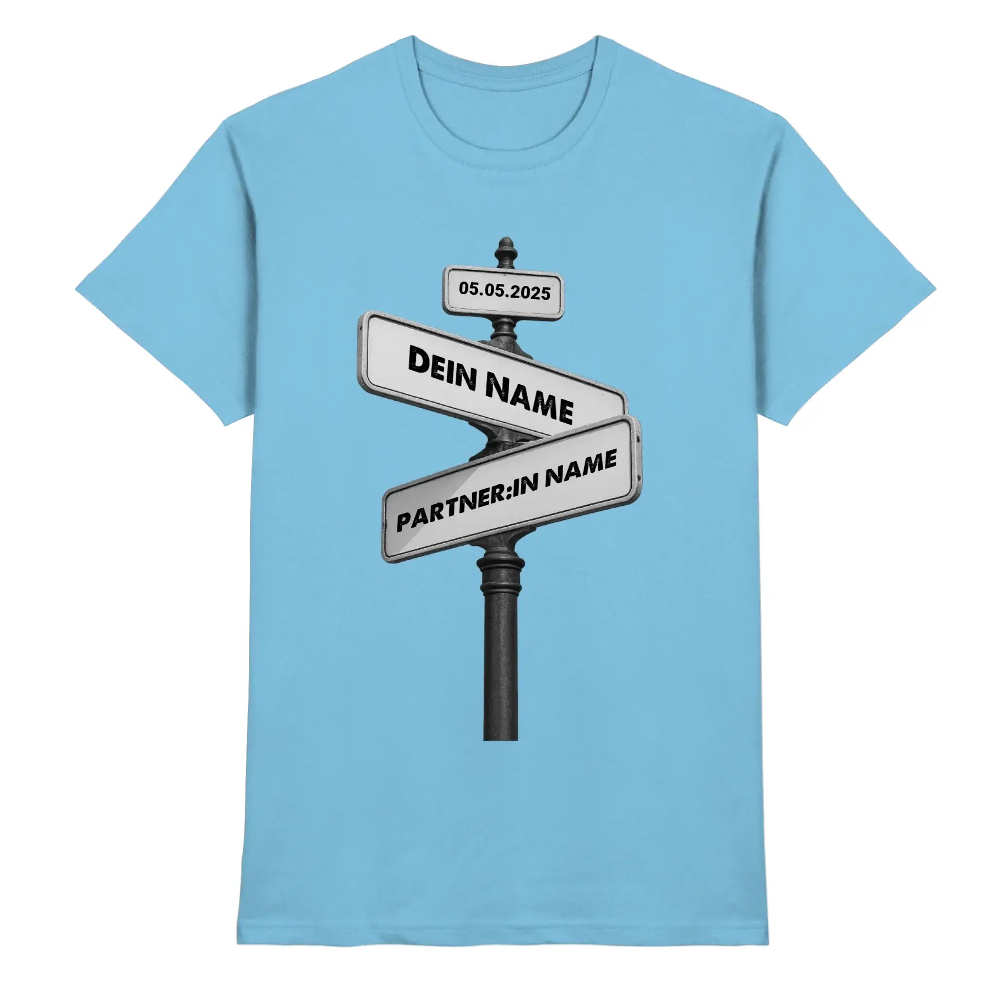 Straßenschild Wegweiser • mehrere Artikel • ’Statement-Collection’ • Wunschtext • Mein Motiv - Premium Herren T-Shirt