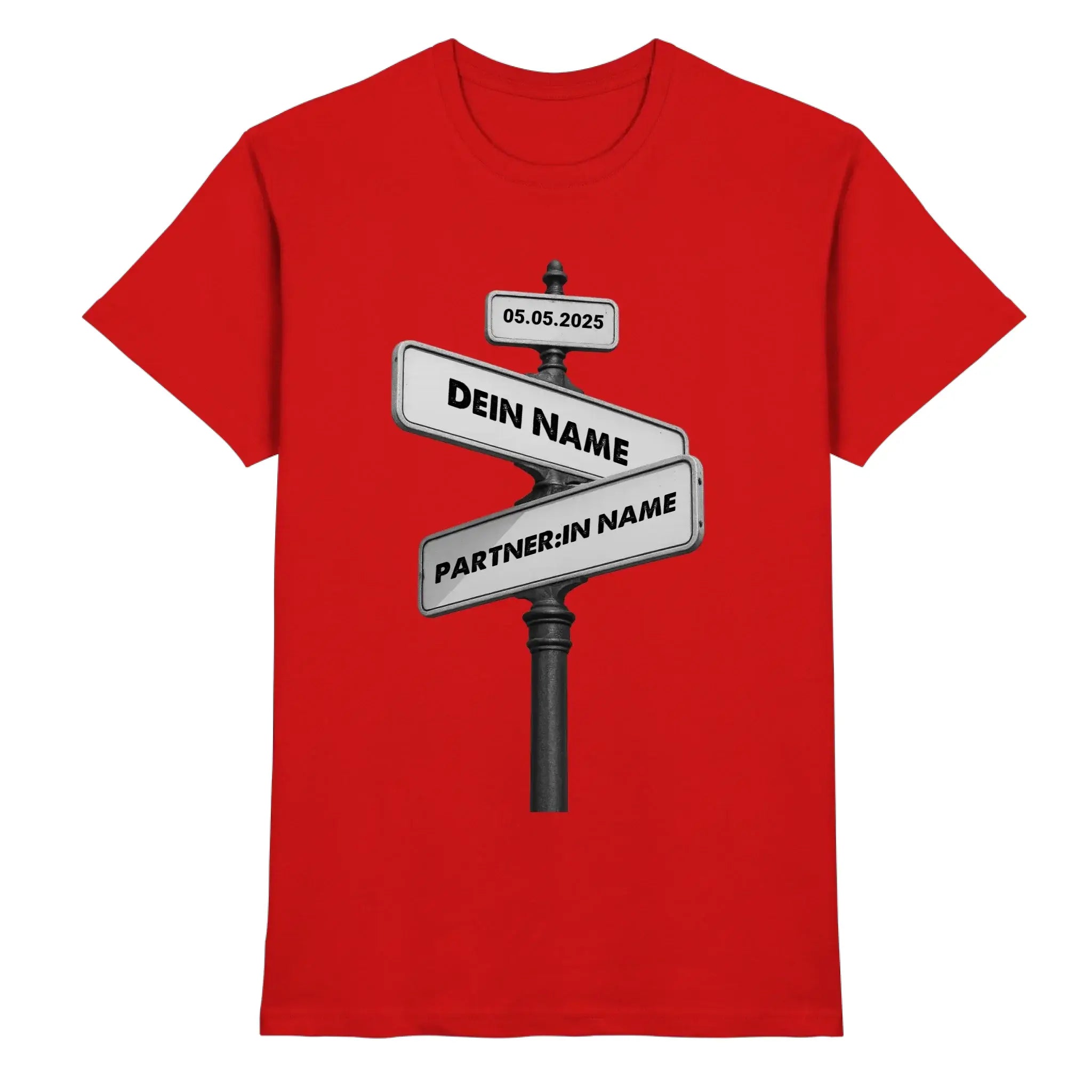 Straßenschild Wegweiser • mehrere Artikel • ’Statement-Collection’ • Wunschtext • Mein Motiv - Premium Herren T-Shirt