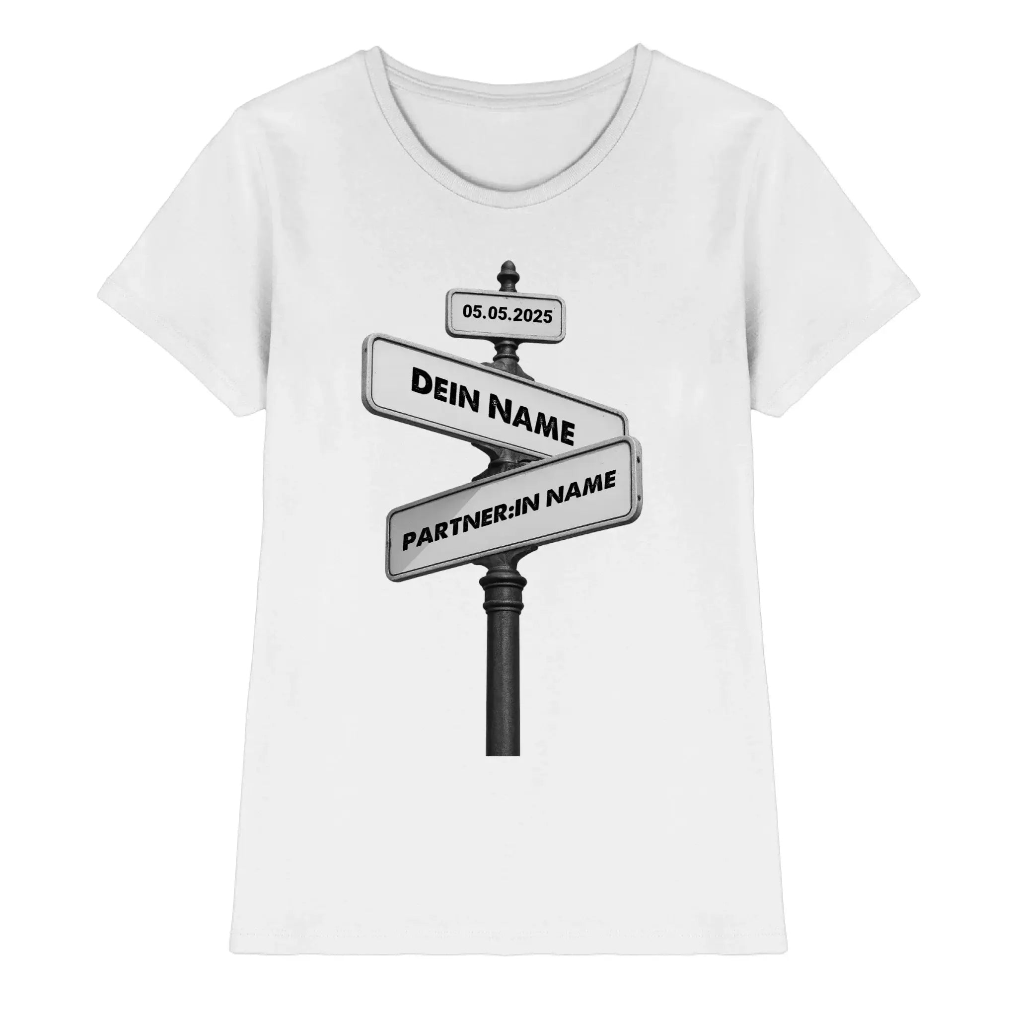 Straßenschild Wegweiser • mehrere Artikel • ’Statement-Collection’ • Wunschtext • Mein Motiv - Premium Damen T-Shirt
