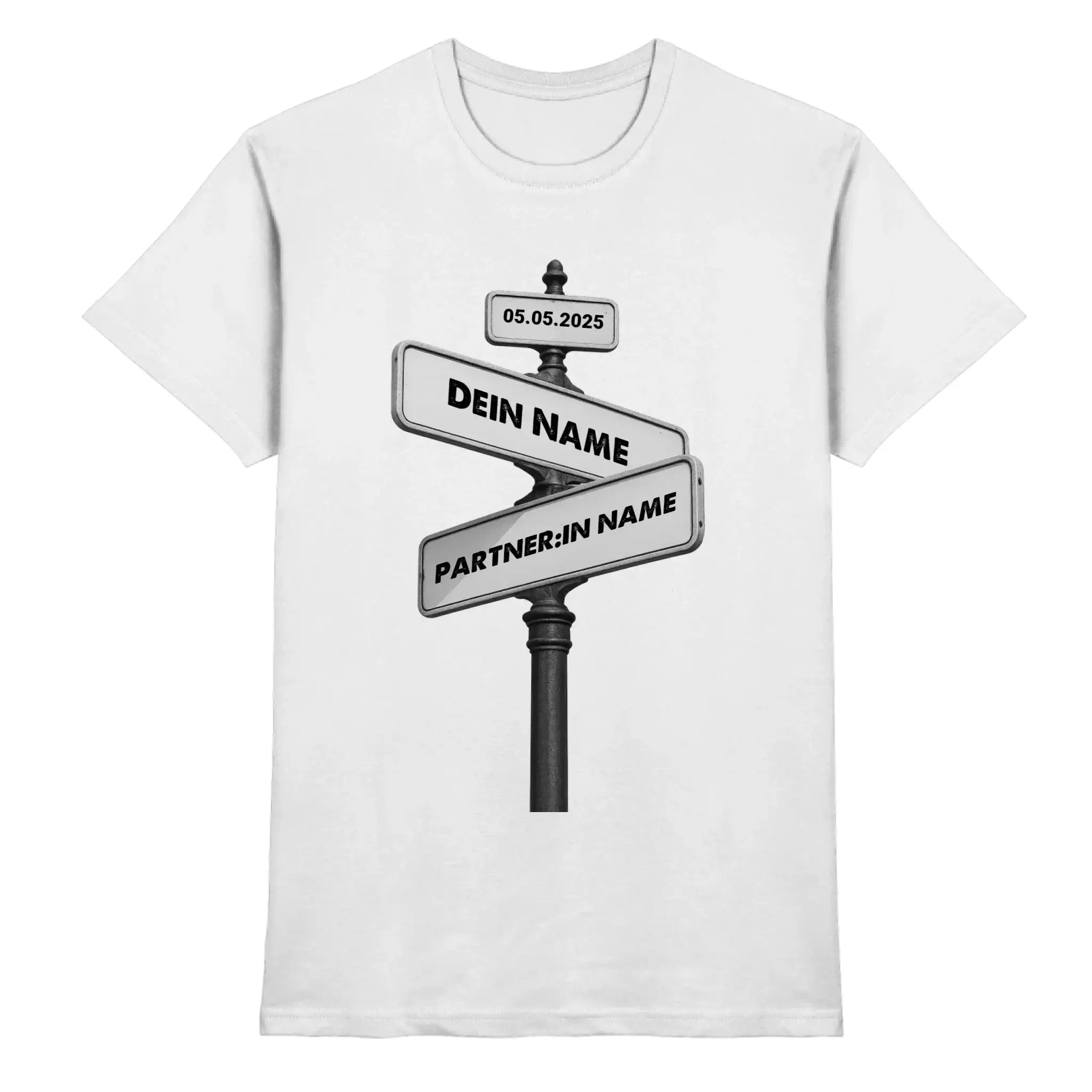 Straßenschild Wegweiser • mehrere Artikel • ’Statement-Collection’ • Wunschtext • Mein Motiv - Premium Herren T-Shirt