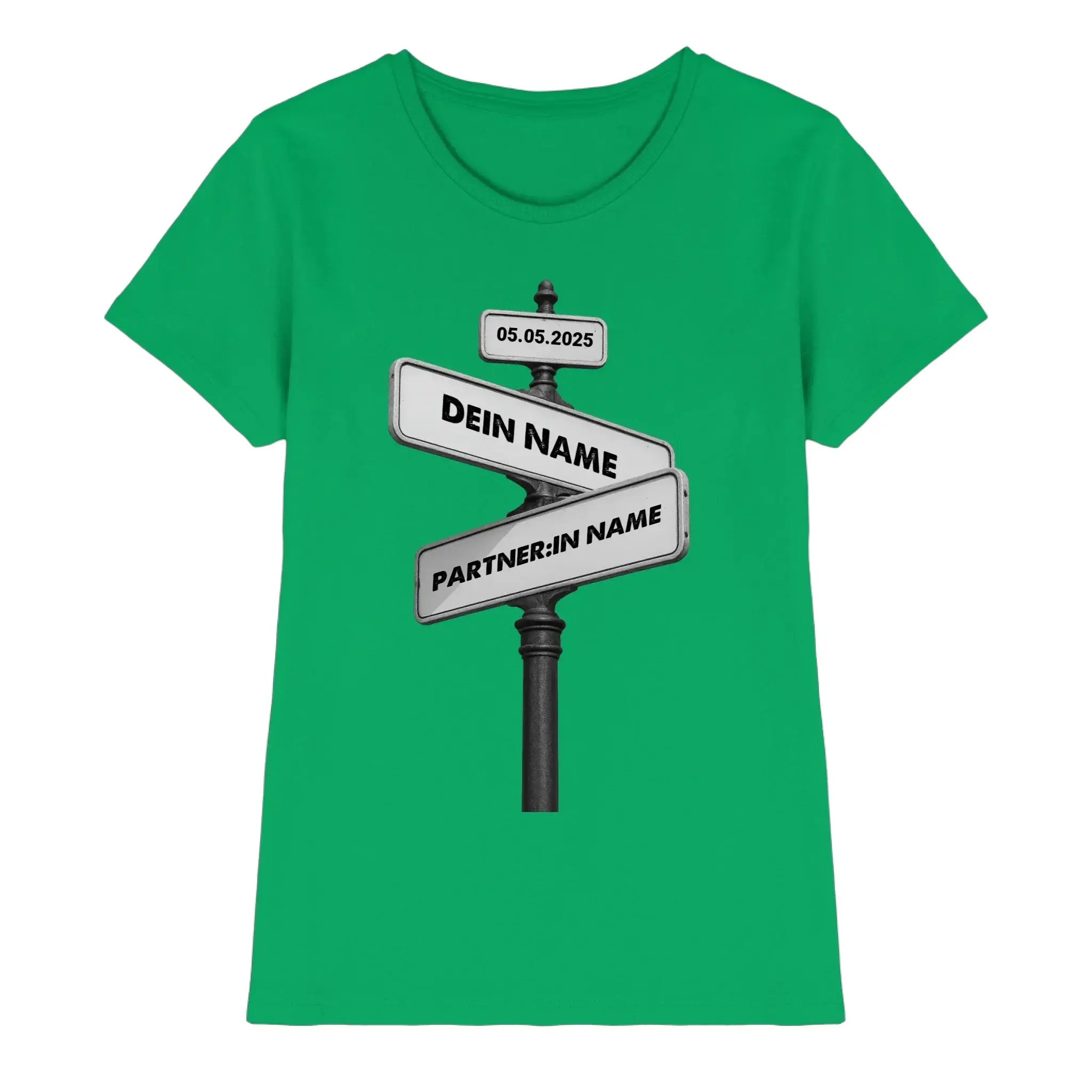Straßenschild Wegweiser • mehrere Artikel • ’Statement-Collection’ • Wunschtext • Mein Motiv - Premium Damen T-Shirt