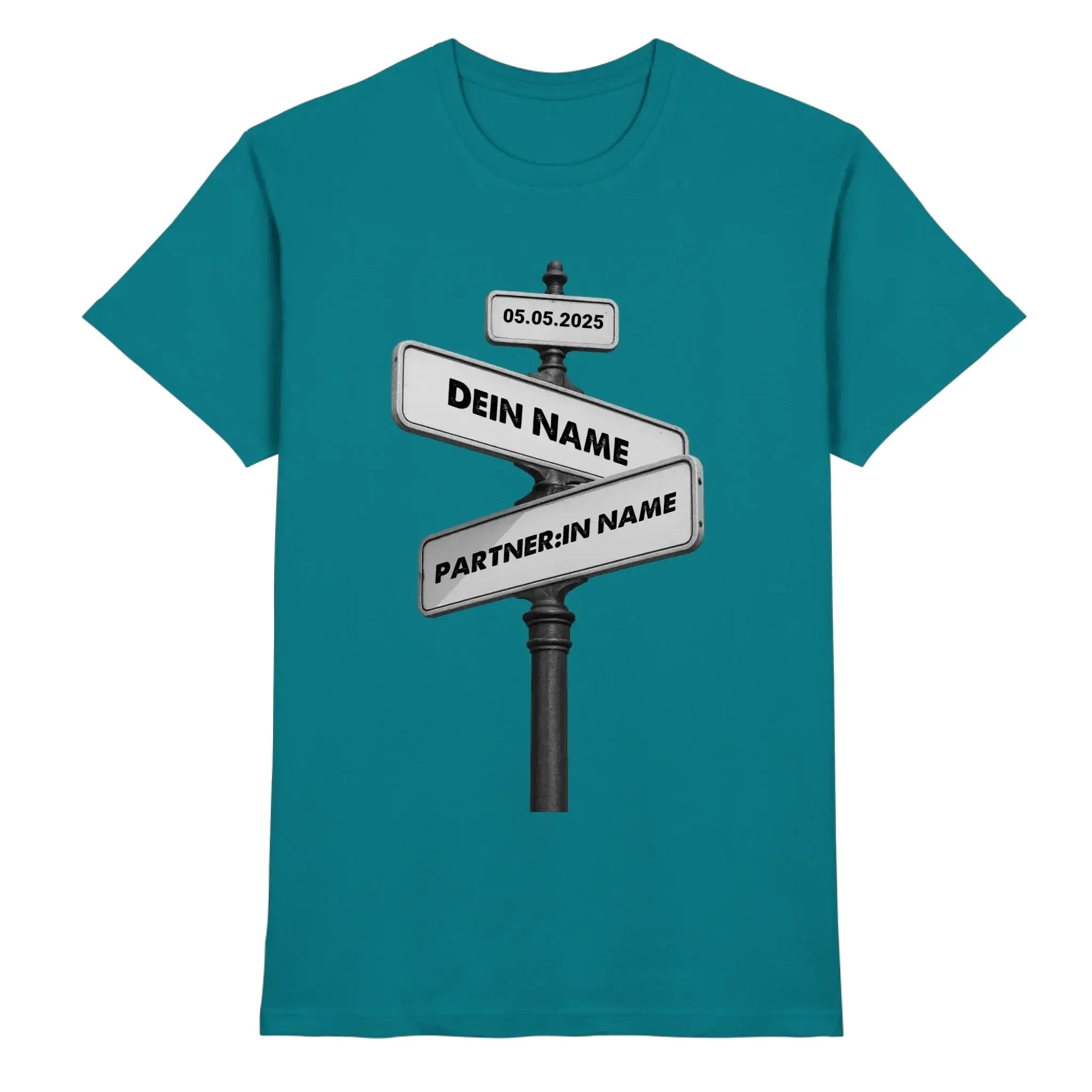 Straßenschild Wegweiser • mehrere Artikel • ’Statement-Collection’ • Wunschtext • Mein Motiv - Premium Herren T-Shirt