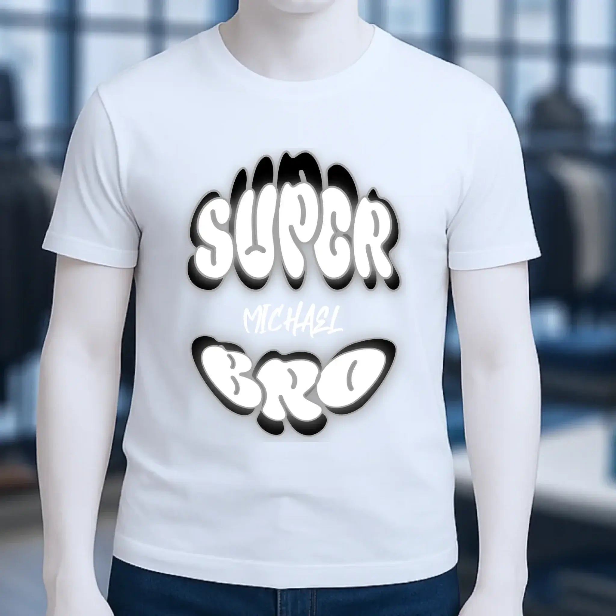 SUPER BRO + Name • personalisierter Text • Unisex Premium T-Shirt XS-5XL aus Bio-Baumwolle für Damen & Herren • Exklusivdesign • personalisiert