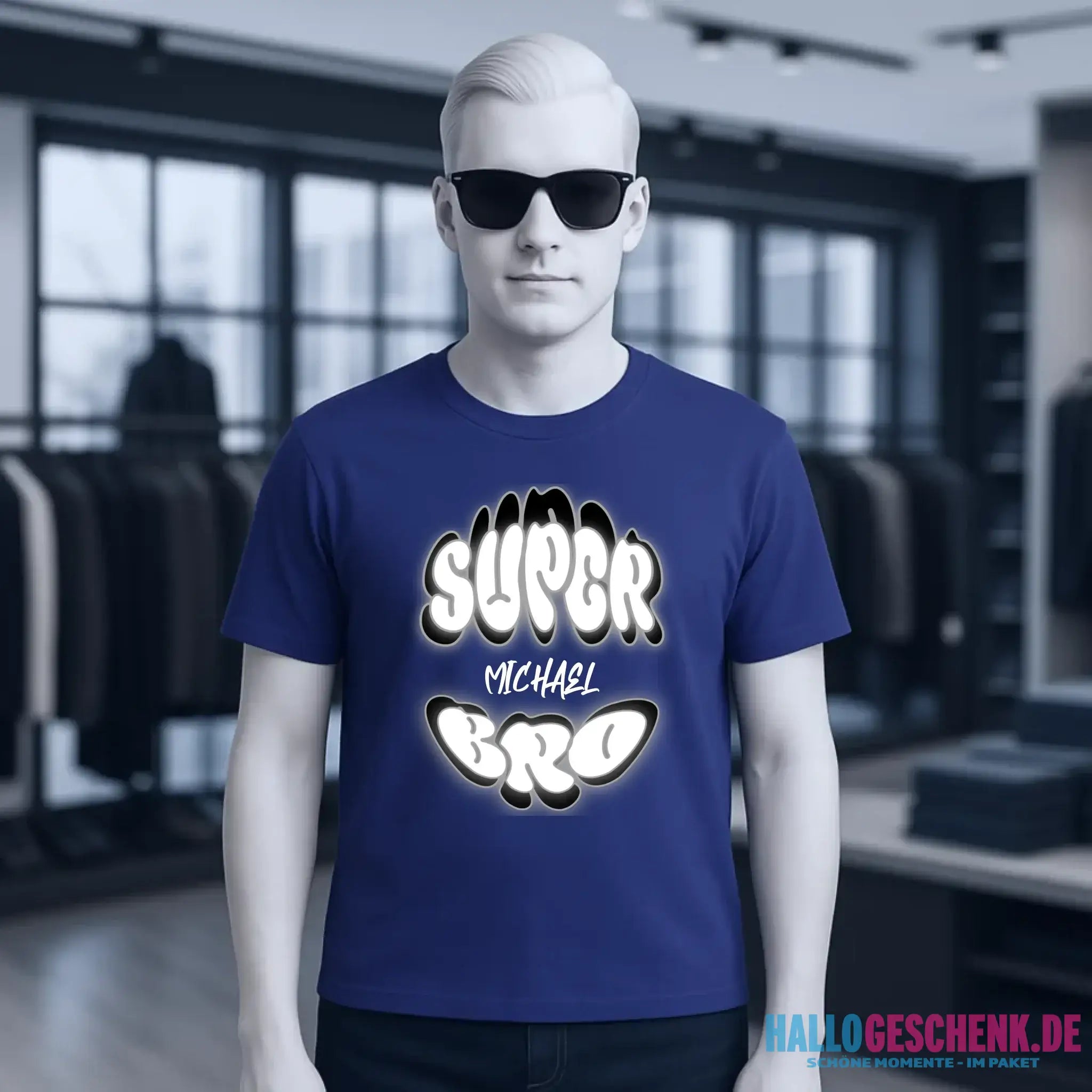 SUPER BRO + Name • personalisierter Text • Unisex Premium T-Shirt XS-5XL aus Bio-Baumwolle für Damen & Herren • Exklusivdesign • personalisiert