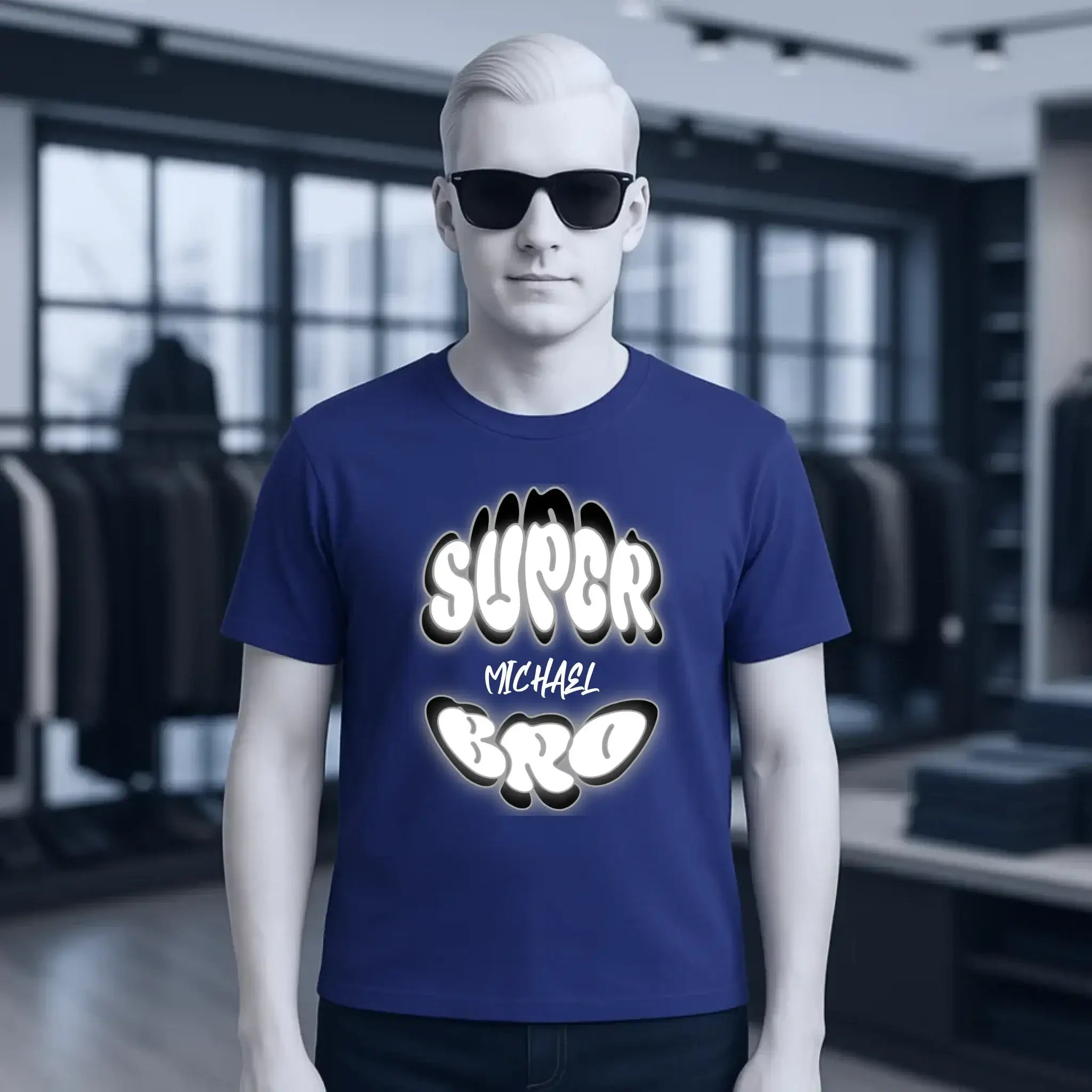 SUPER BRO + Name • personalisierter Text • Unisex Premium T-Shirt XS-5XL aus Bio-Baumwolle für Damen & Herren • Exklusivdesign • personalisiert