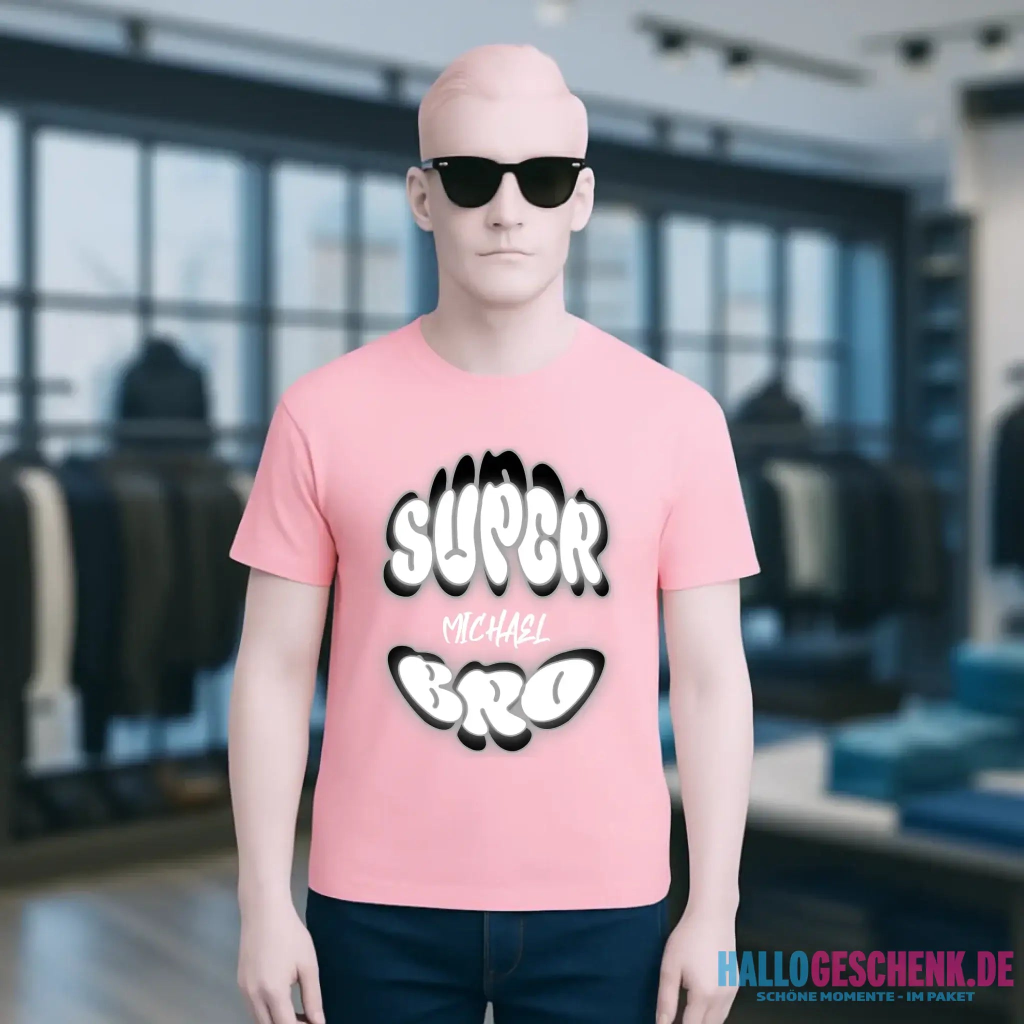 SUPER BRO + Name • personalisierter Text • Unisex Premium T-Shirt XS-5XL aus Bio-Baumwolle für Damen & Herren • Exklusivdesign • personalisiert