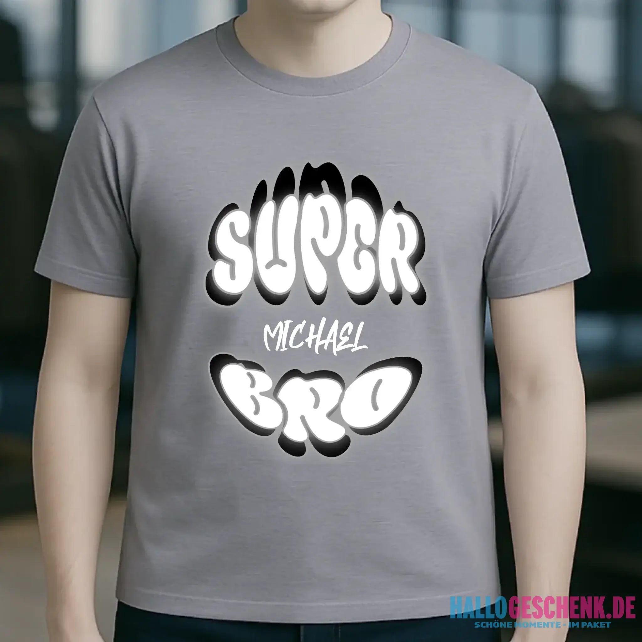 SUPER BRO + Name • personalisierter Text • Unisex Premium T-Shirt XS-5XL aus Bio-Baumwolle für Damen & Herren • Exklusivdesign • personalisiert
