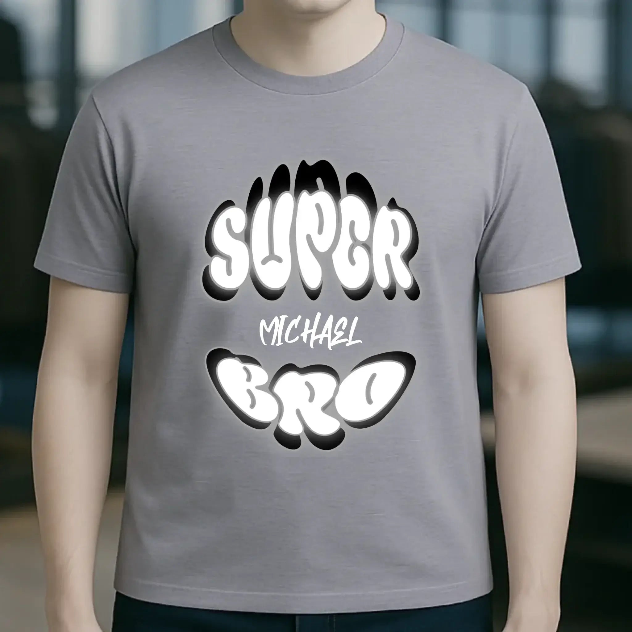 SUPER BRO + Name • personalisierter Text • Unisex Premium T-Shirt XS-5XL aus Bio-Baumwolle für Damen & Herren • Exklusivdesign • personalisiert