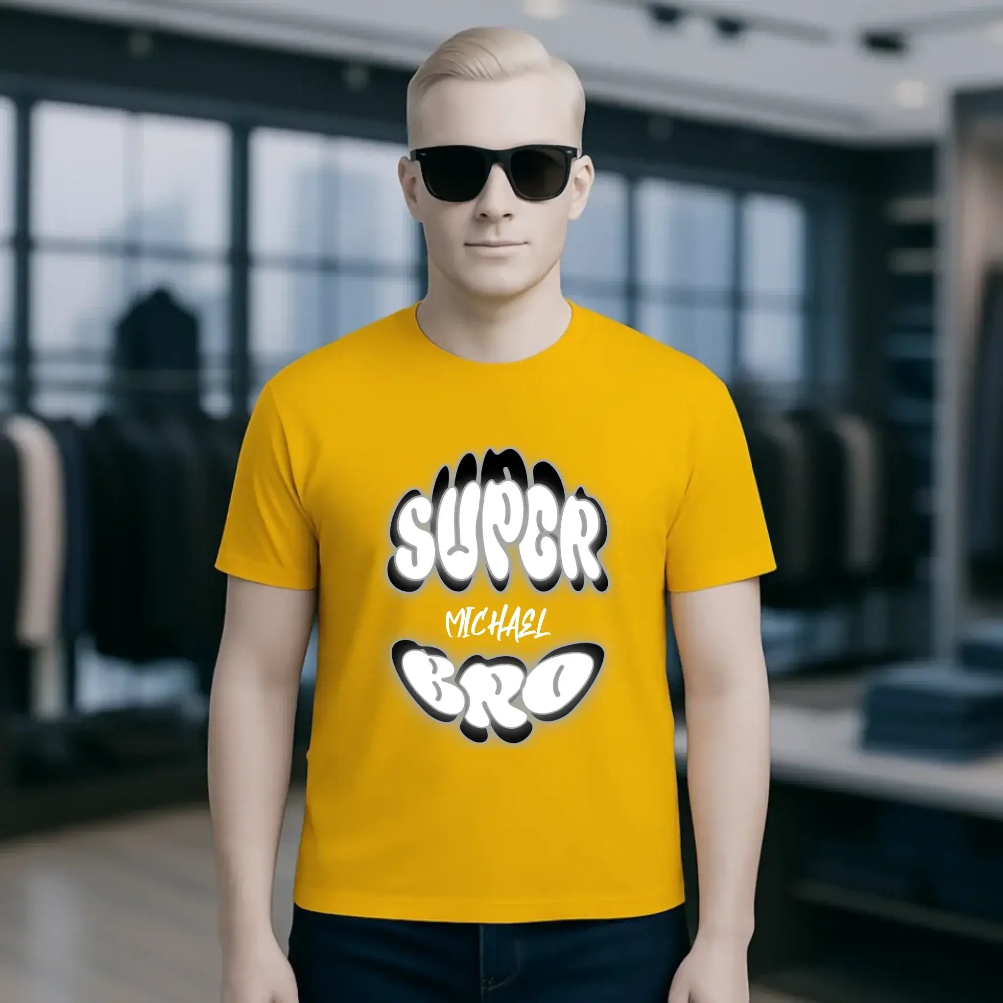 SUPER BRO + Name • personalisierter Text • Unisex Premium T-Shirt XS-5XL aus Bio-Baumwolle für Damen & Herren • Exklusivdesign • personalisiert