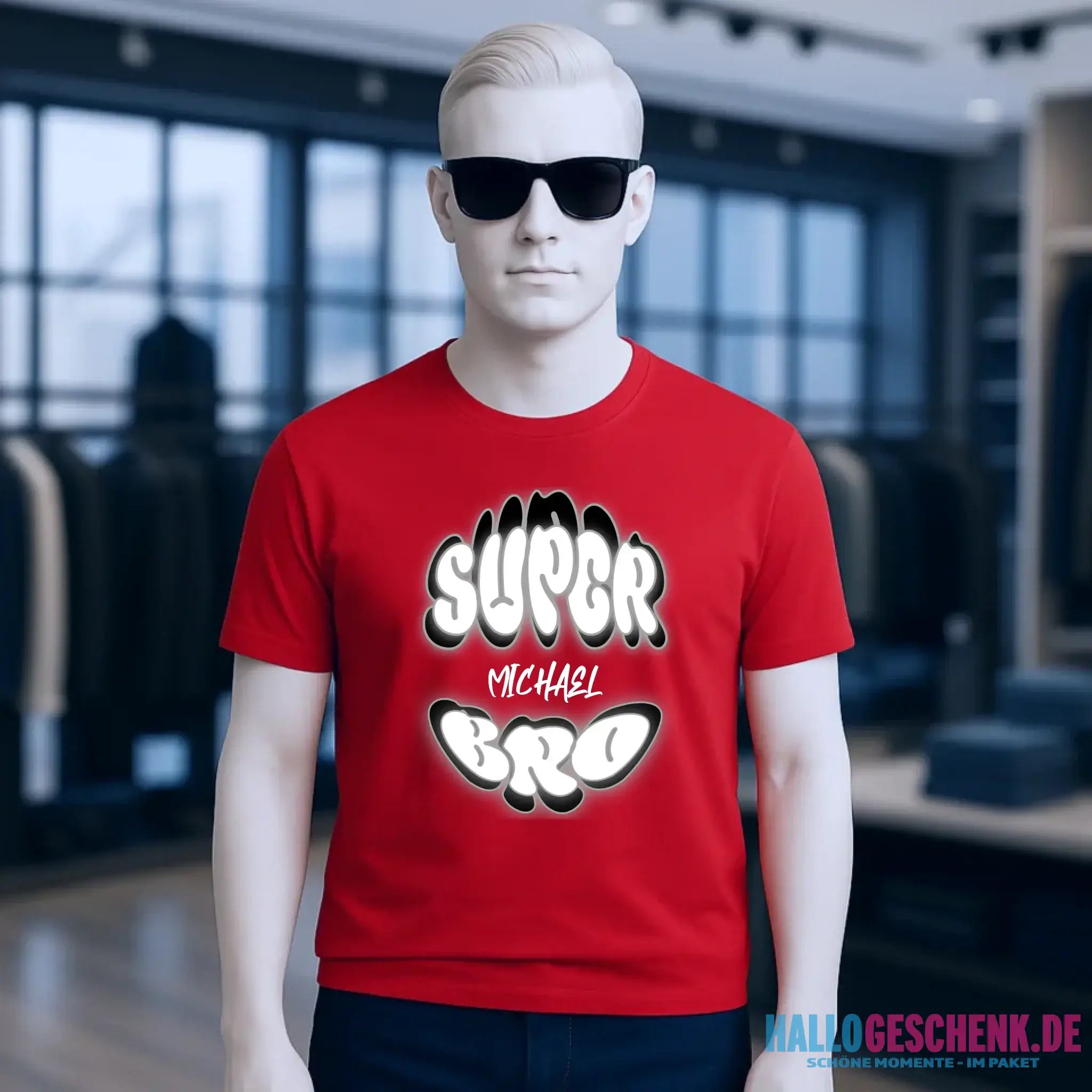 SUPER BRO + Name • personalisierter Text • Unisex Premium T-Shirt XS-5XL aus Bio-Baumwolle für Damen & Herren • Exklusivdesign • personalisiert