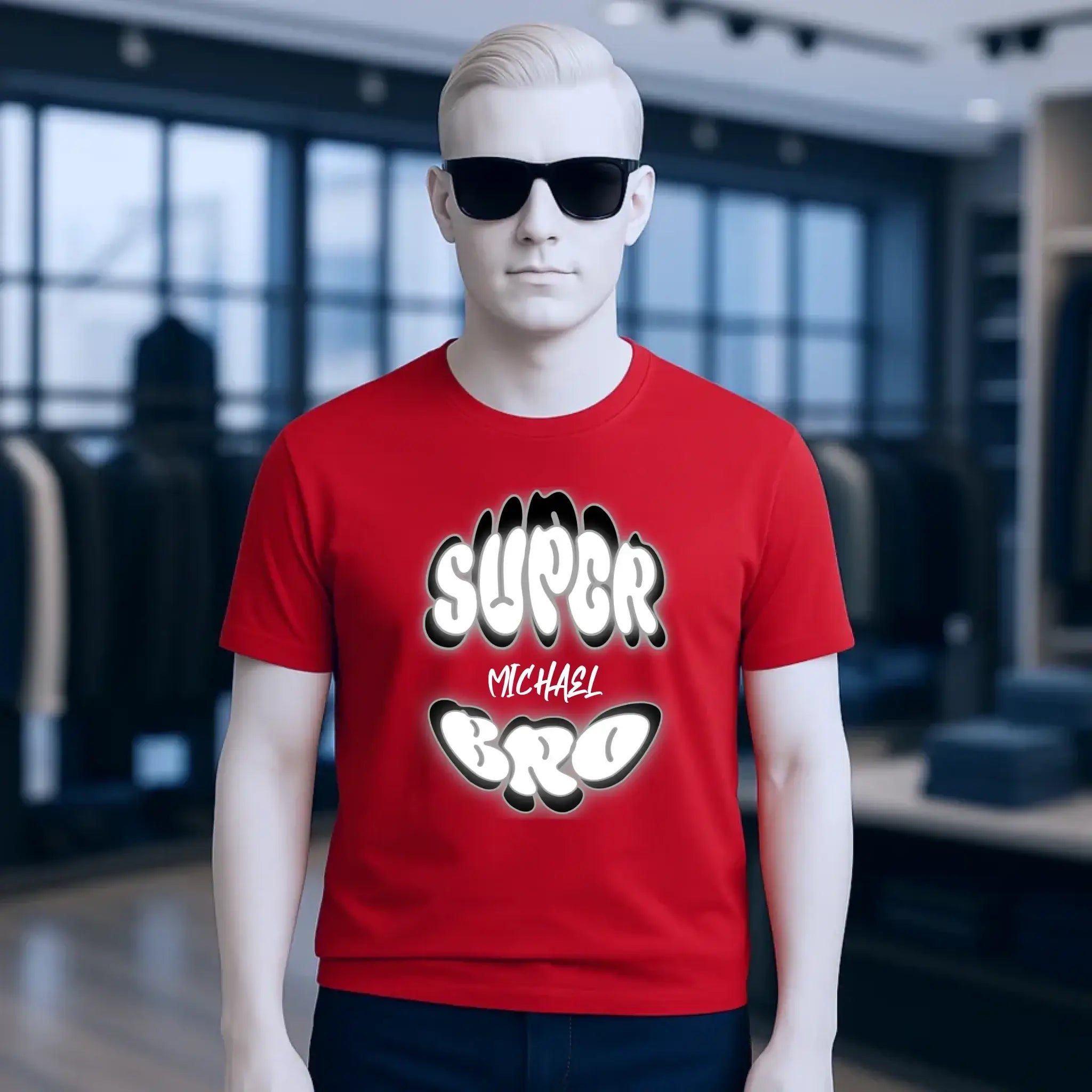 SUPER BRO + Name • personalisierter Text • Unisex Premium T-Shirt XS-5XL aus Bio-Baumwolle für Damen & Herren • Exklusivdesign • personalisiert