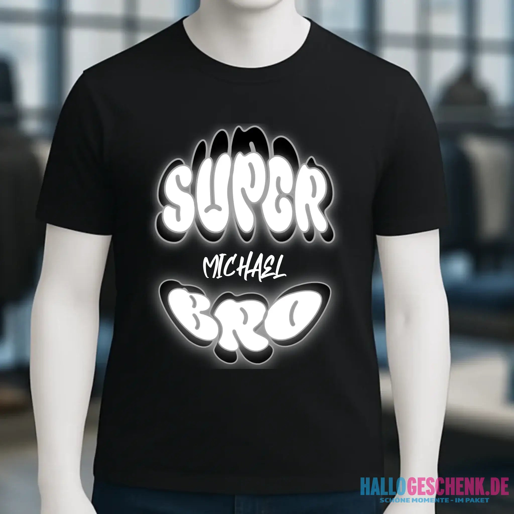 SUPER BRO + Name • personalisierter Text • Unisex Premium T-Shirt XS-5XL aus Bio-Baumwolle für Damen & Herren • Exklusivdesign • personalisiert