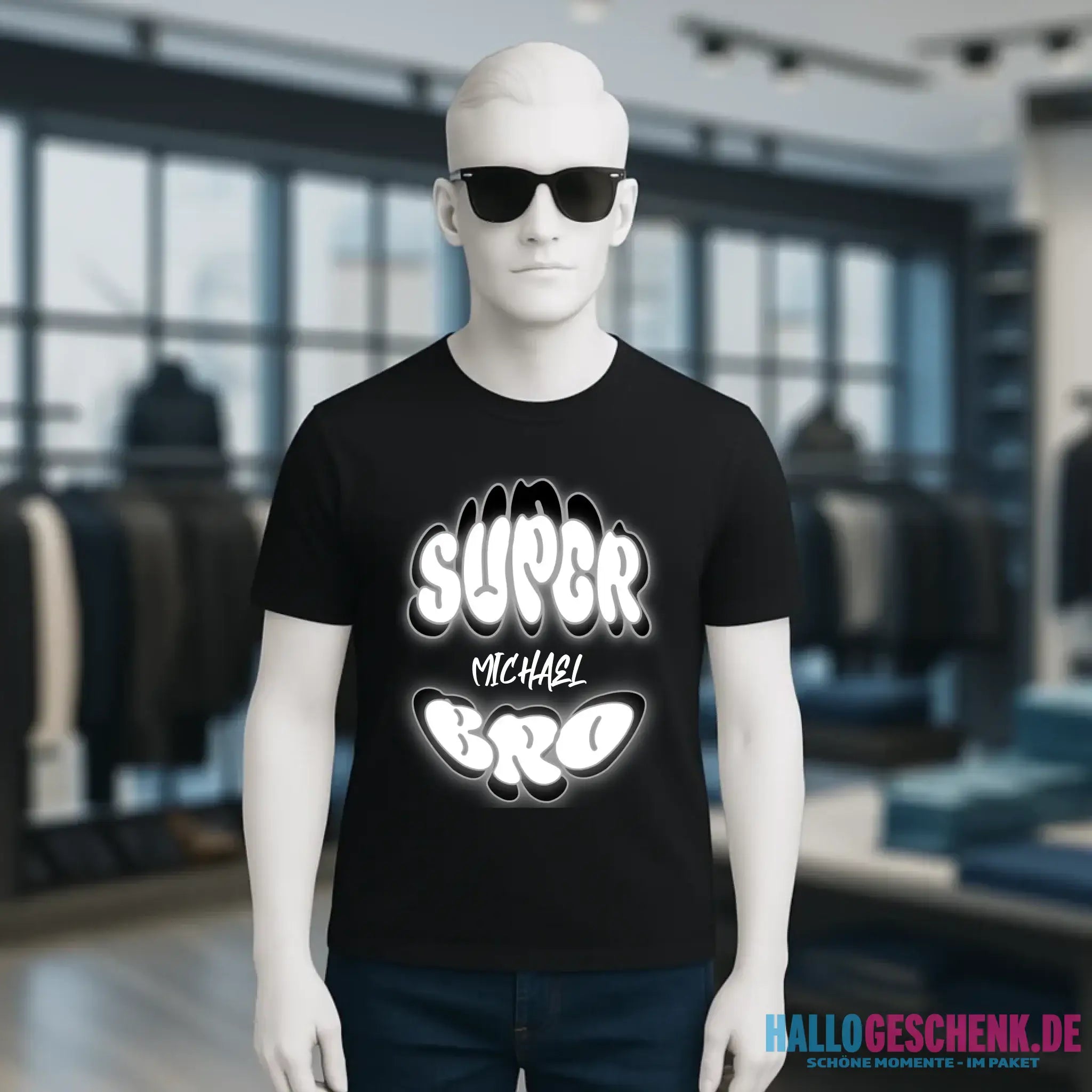 SUPER BRO + Name • personalisierter Text • Unisex Premium T-Shirt XS-5XL aus Bio-Baumwolle für Damen & Herren • Exklusivdesign • personalisiert