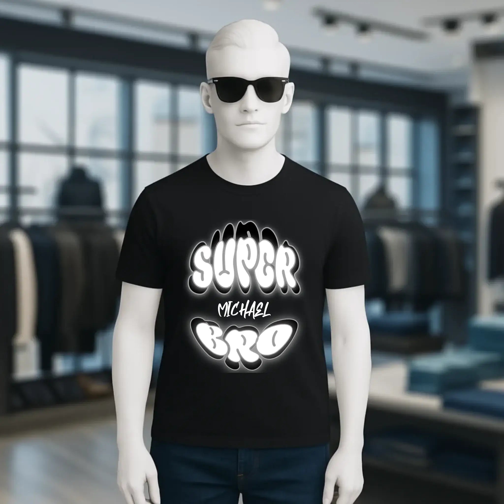 SUPER BRO + Name • personalisierter Text • Unisex Premium T-Shirt XS-5XL aus Bio-Baumwolle für Damen & Herren • Exklusivdesign • personalisiert