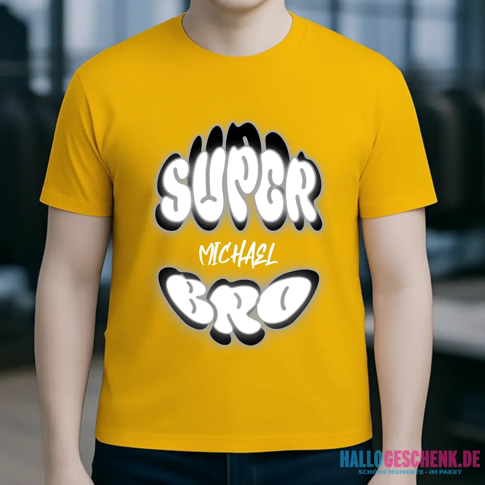 SUPER BRO + Name • personalisierter Text • Unisex Premium T-Shirt XS-5XL aus Bio-Baumwolle für Damen & Herren • Exklusivdesign • personalisiert