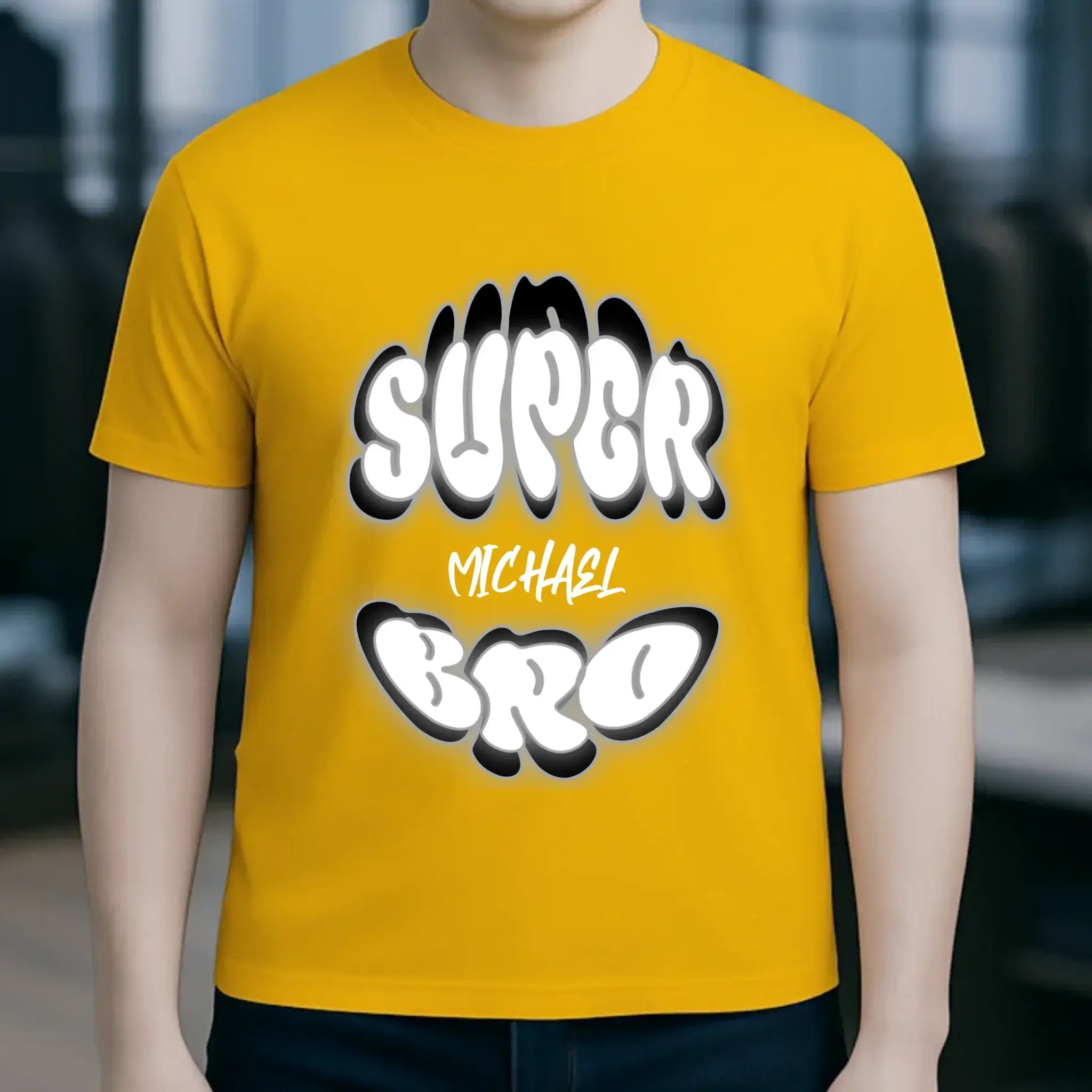 SUPER BRO + Name • personalisierter Text • Unisex Premium T-Shirt XS-5XL aus Bio-Baumwolle für Damen & Herren • Exklusivdesign • personalisiert