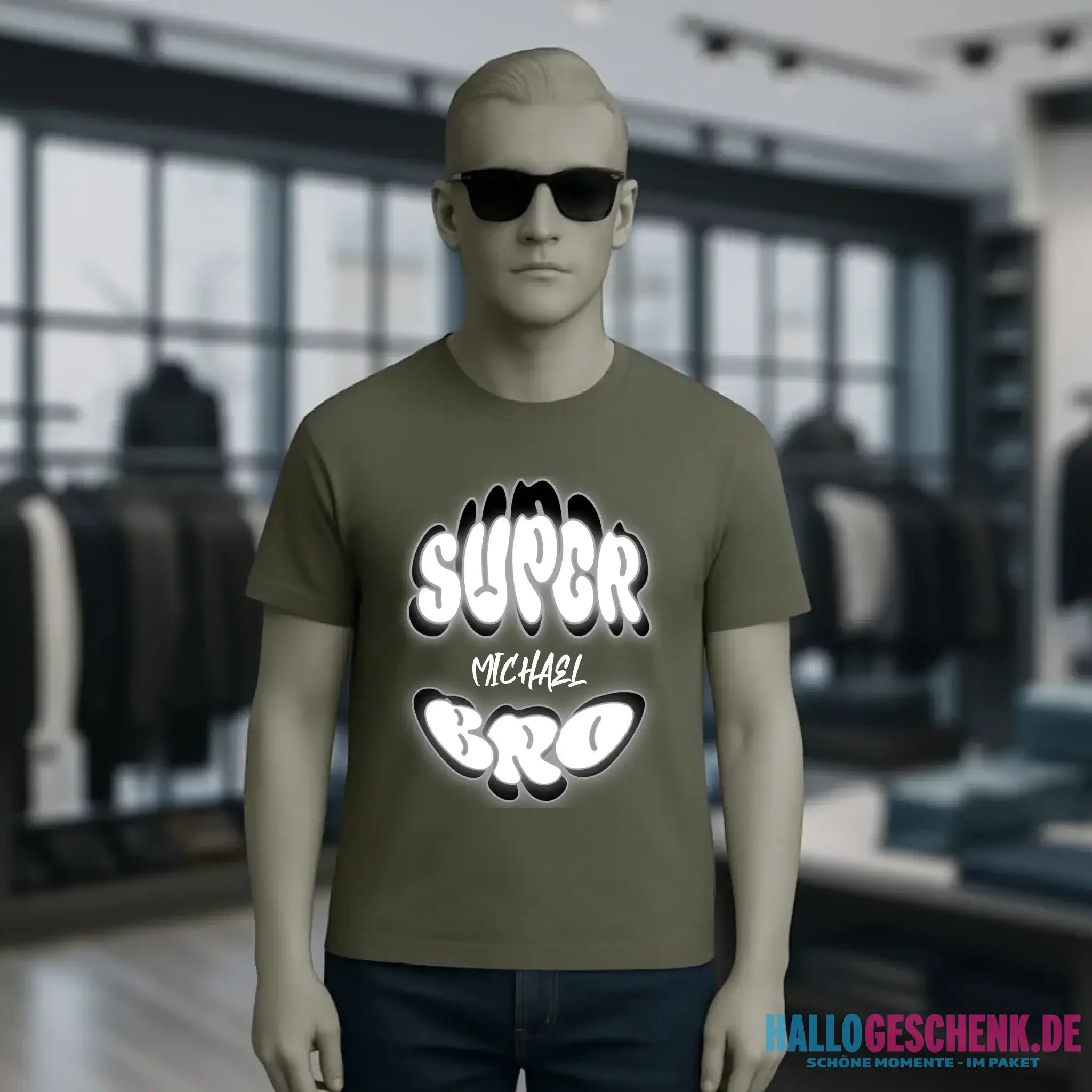 SUPER BRO + Name • personalisierter Text • Unisex Premium T-Shirt XS-5XL aus Bio-Baumwolle für Damen & Herren • Exklusivdesign • personalisiert
