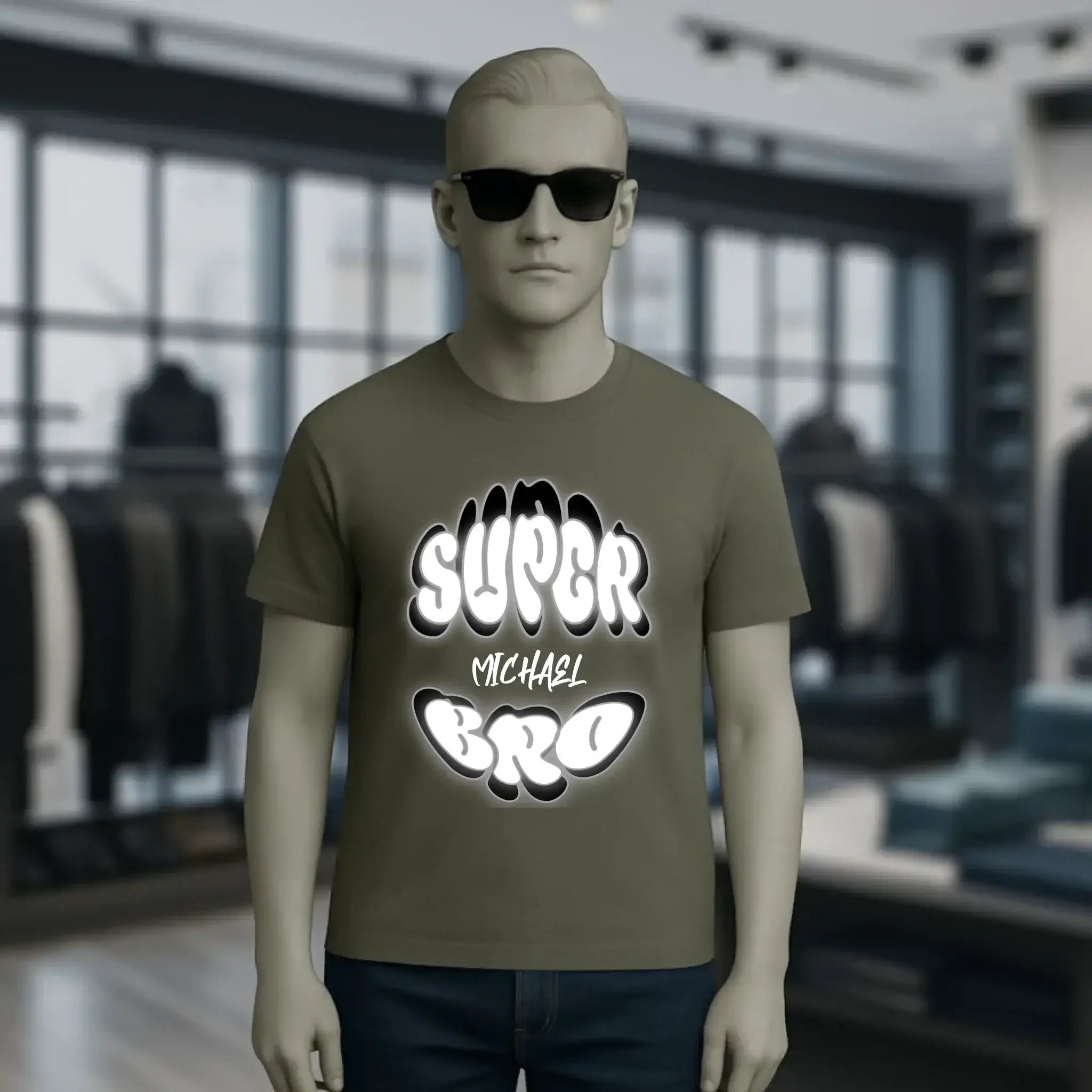 SUPER BRO + Name • personalisierter Text • Unisex Premium T-Shirt XS-5XL aus Bio-Baumwolle für Damen & Herren • Exklusivdesign • personalisiert