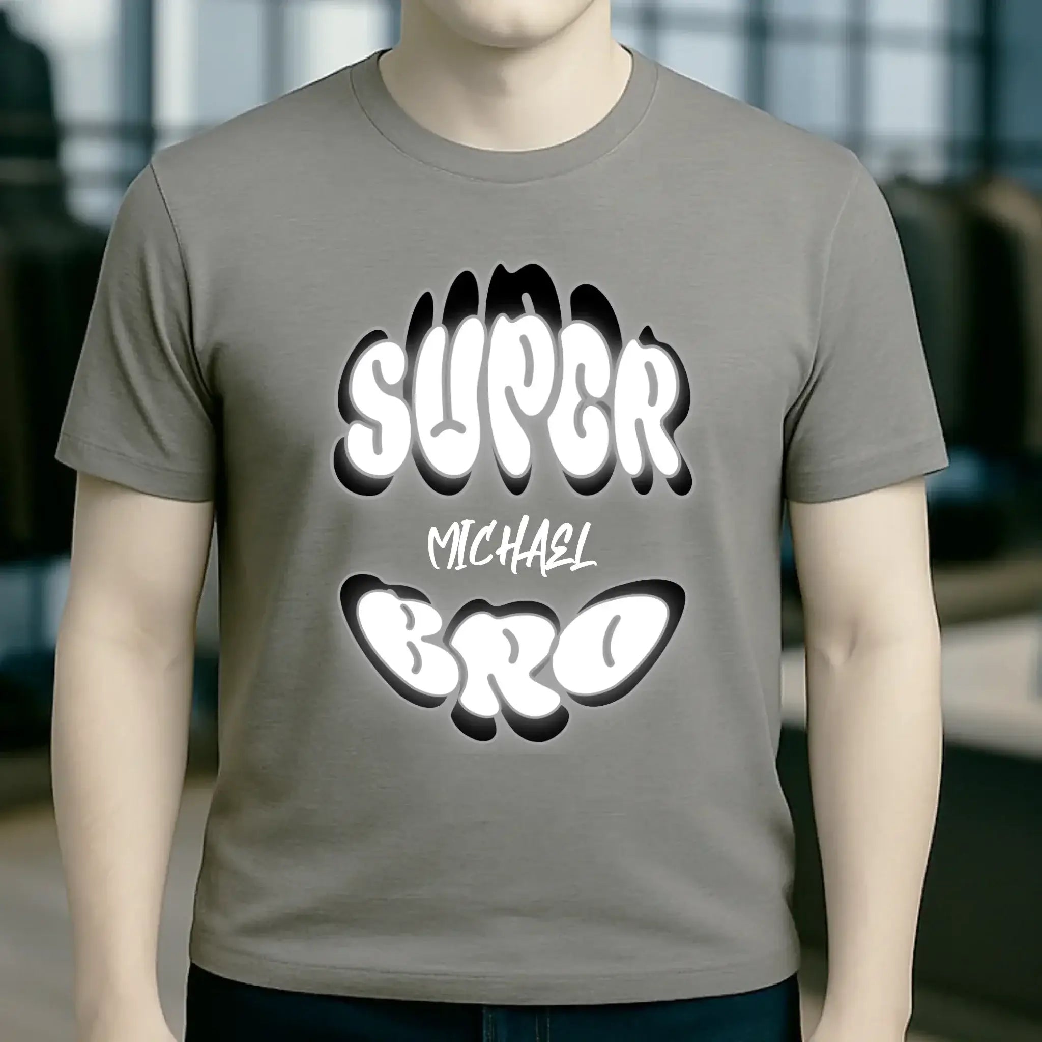 SUPER BRO + Name • personalisierter Text • Unisex Premium T-Shirt XS-5XL aus Bio-Baumwolle für Damen & Herren • Exklusivdesign • personalisiert